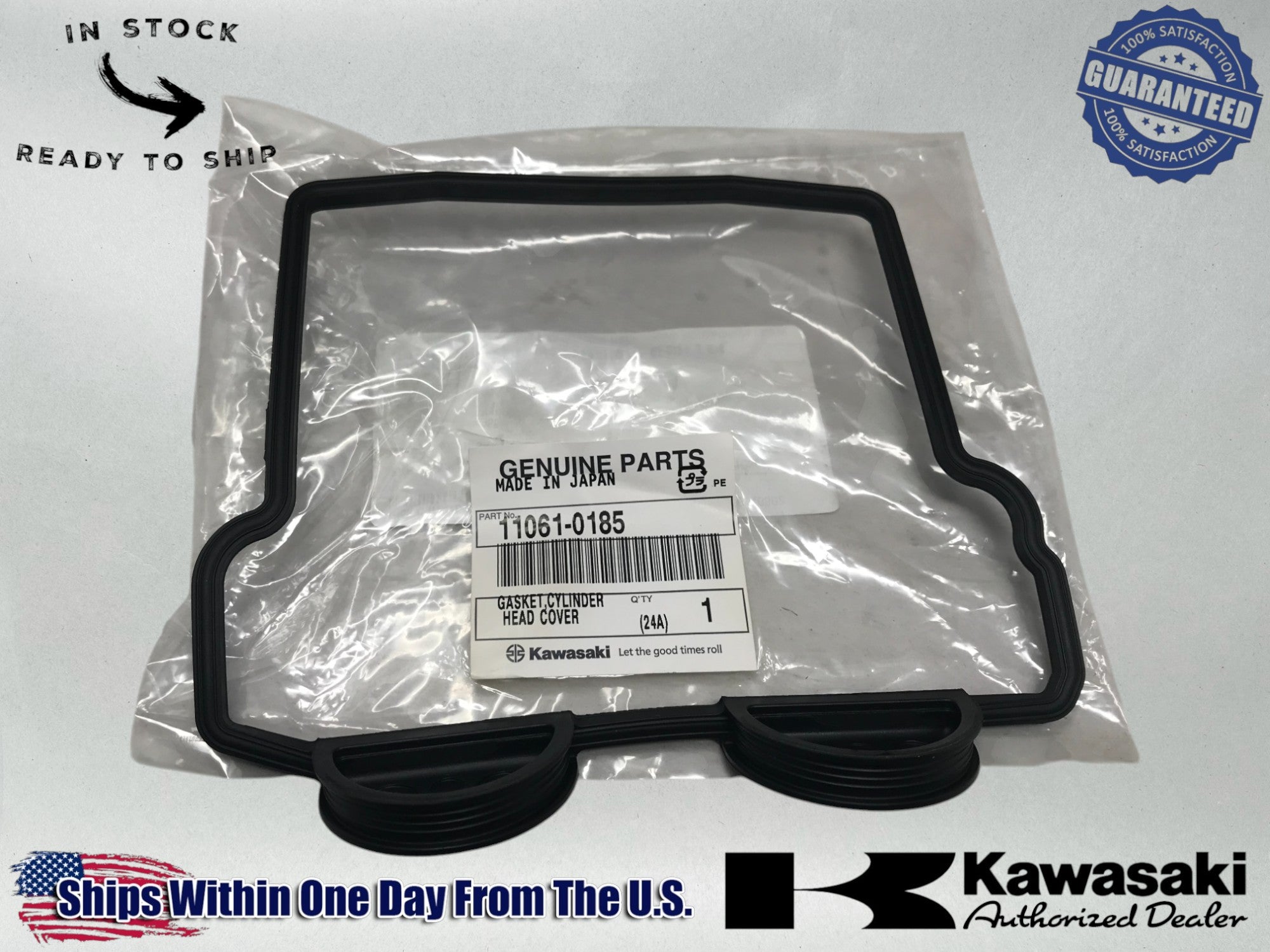 Genuine OEM Kawasaki Cylinder Head Cover Gasket 11061-0185