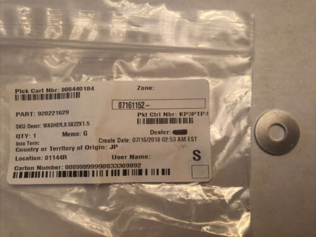 92022-1629 Kawasaki Washer 8.5x22x1.5  ***New***