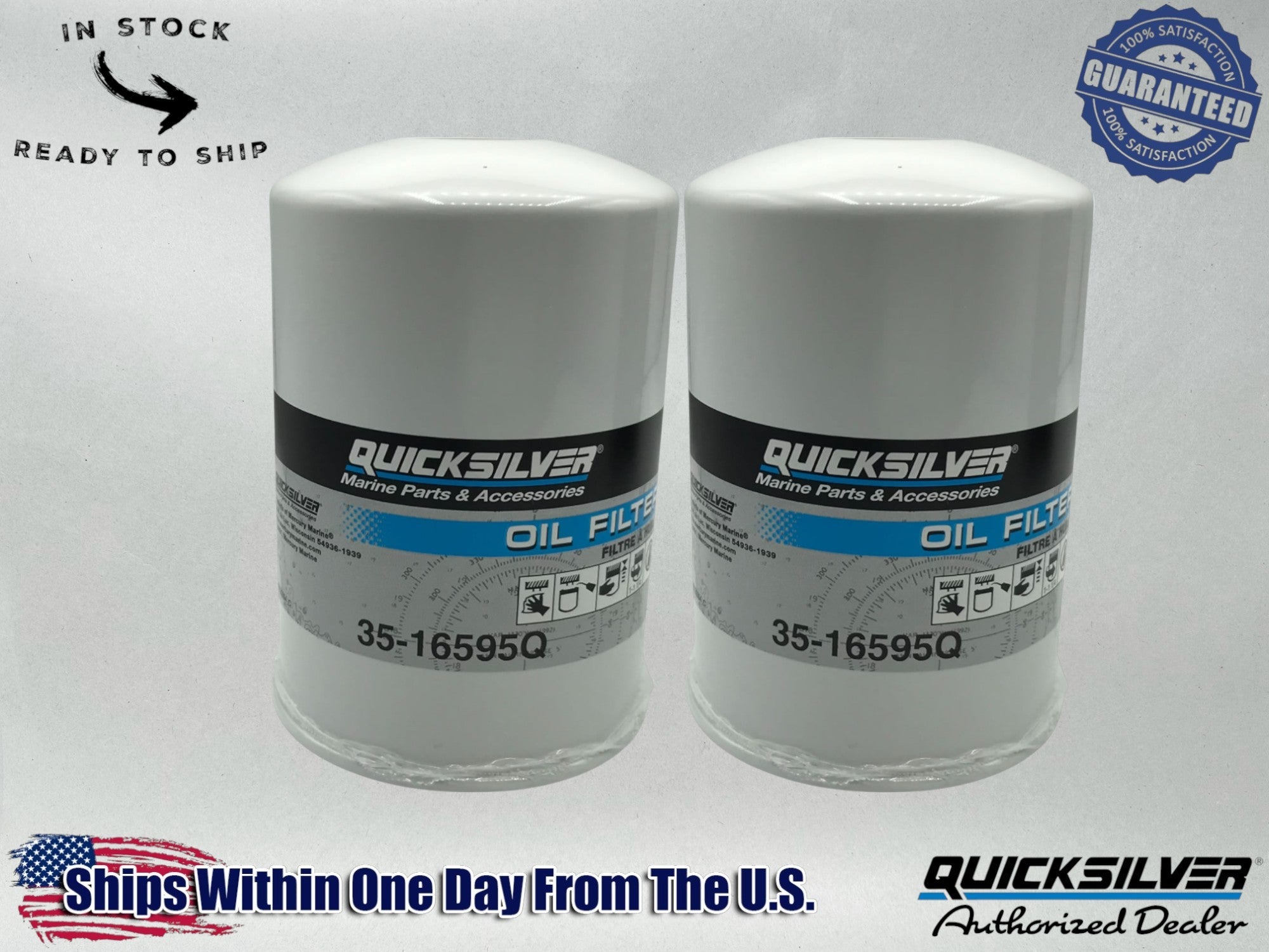 Quicksilver Genuine OEM Authentic Oil Filters 35-16595Q 2 Pack