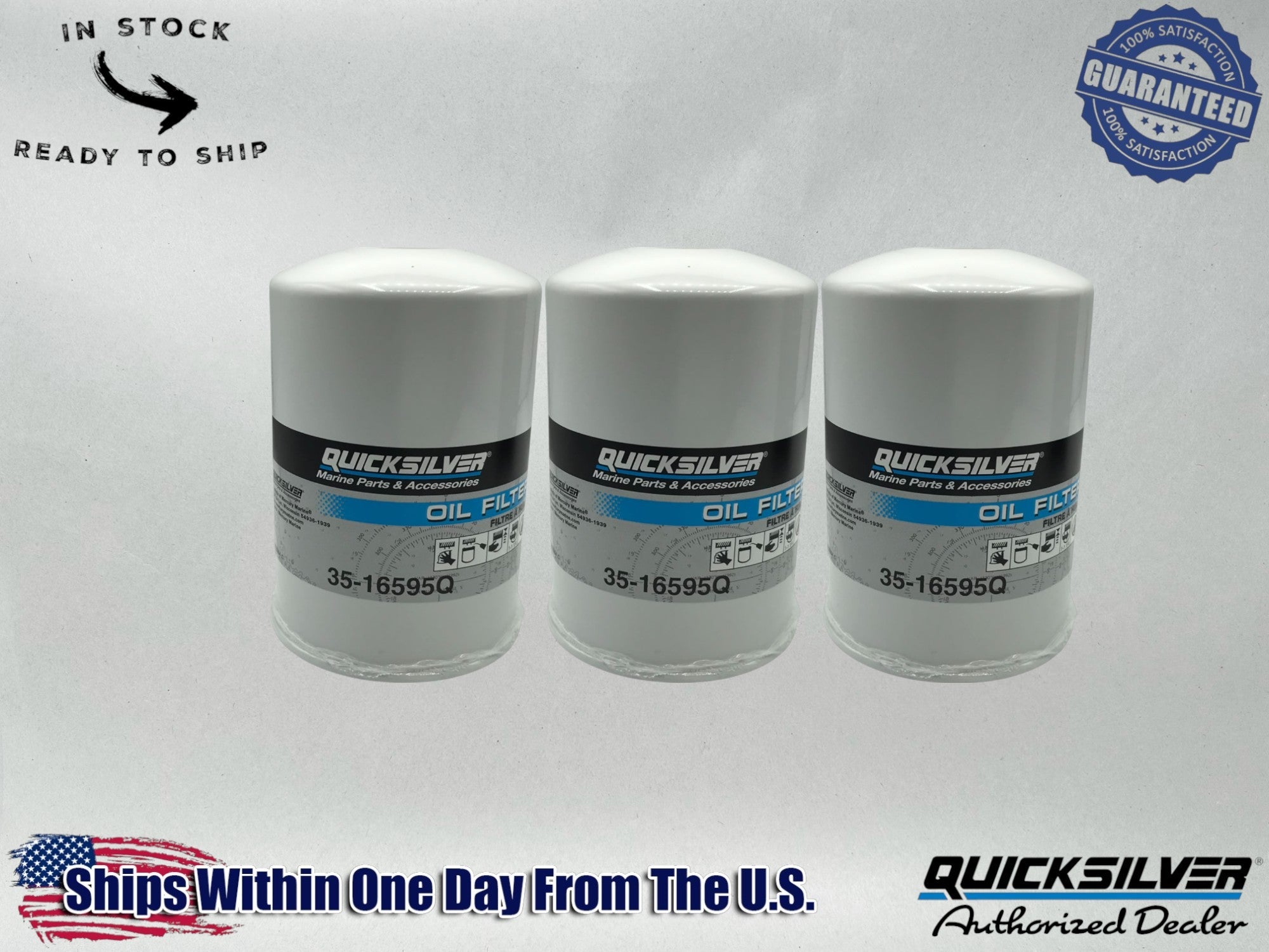 Quicksilver Genuine OEM Authentic Oil Filters 35-16595Q 3 Pack