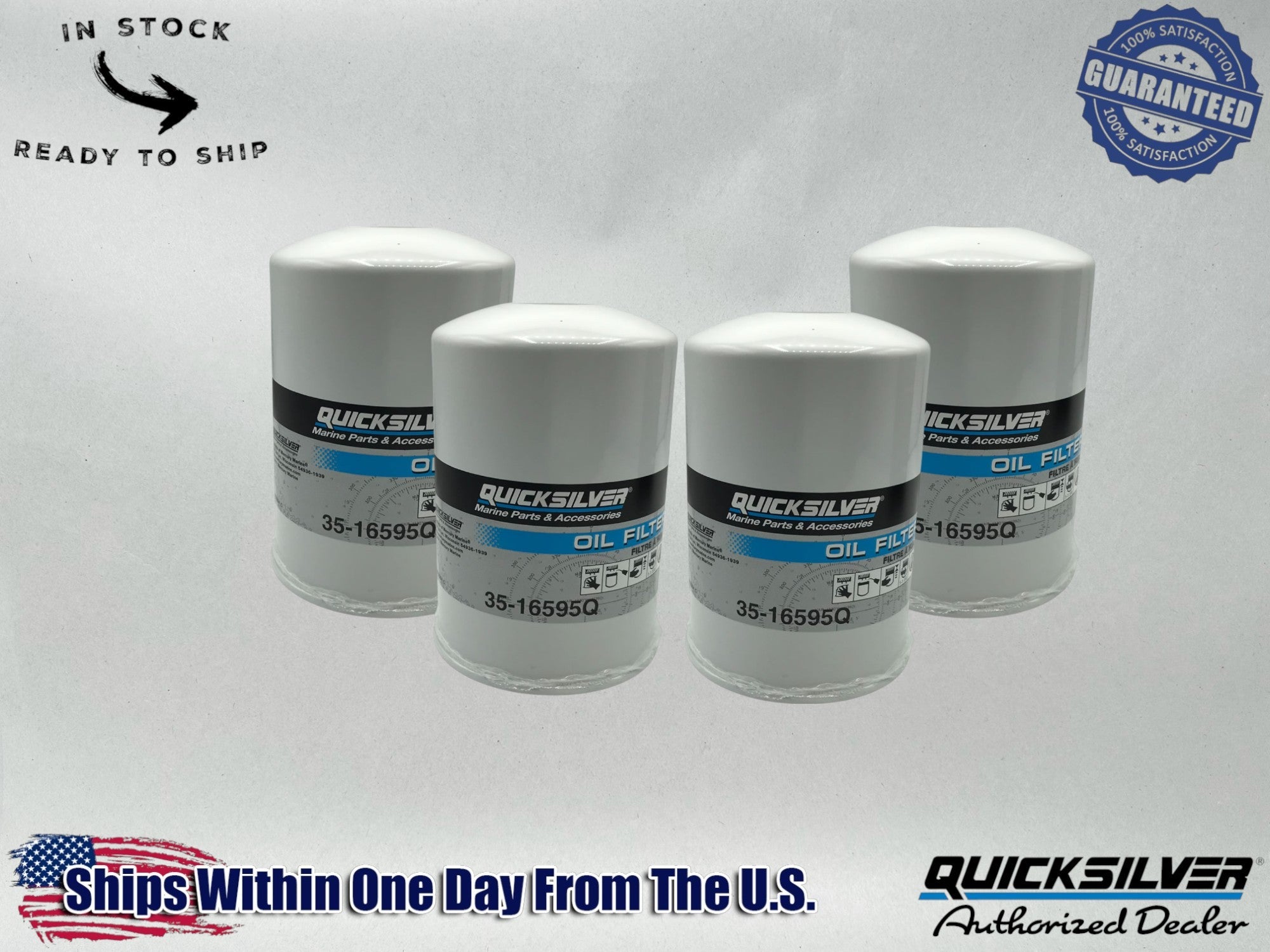 Quicksilver Genuine OEM Authentic Oil Filters 35-16595Q 4 Pack