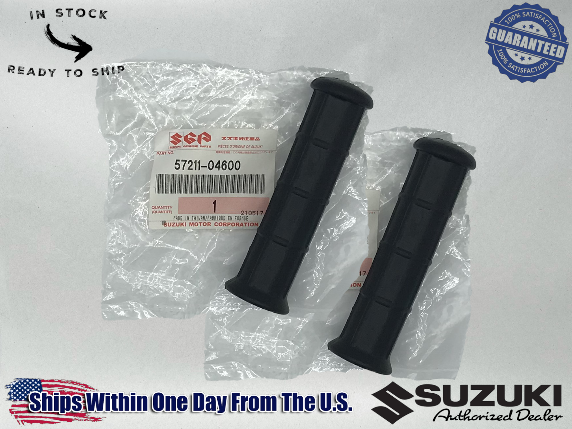 2 Genuine OEM Suzuki Rubber Handlebar Grips 57211-04600