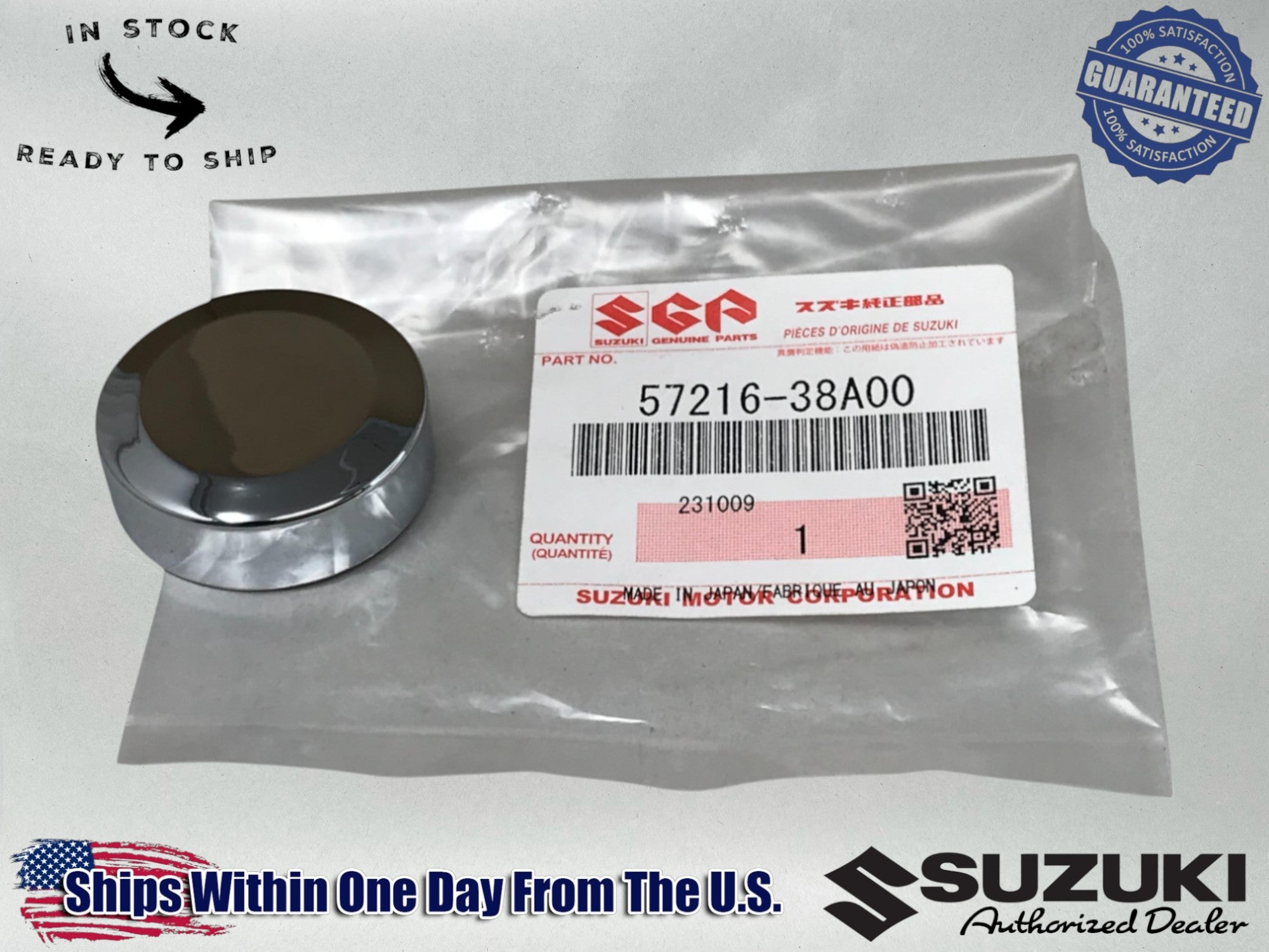 Genuine OEM Suzuki Chrome Bar End Cap 57216-38A00