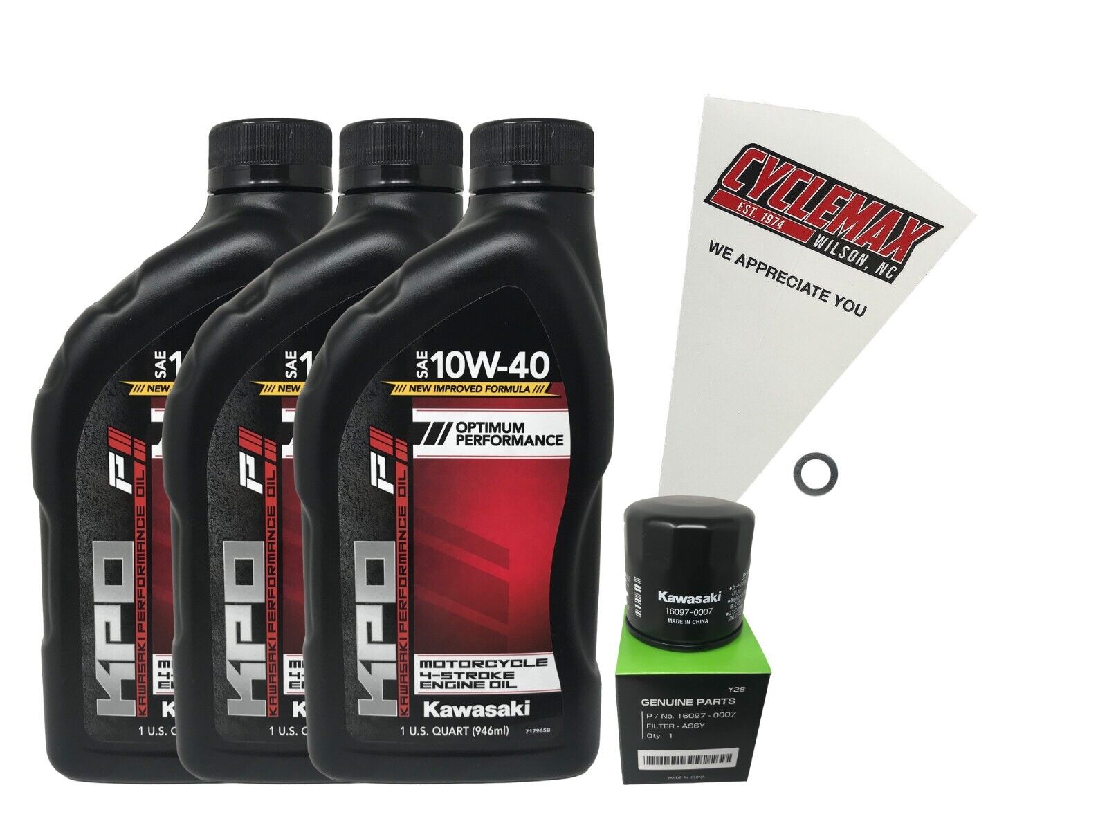 Cyclemax OEM Std 10W-40 Oil Change Kit fits 2006-2023 Kawasaki Brute Force 650