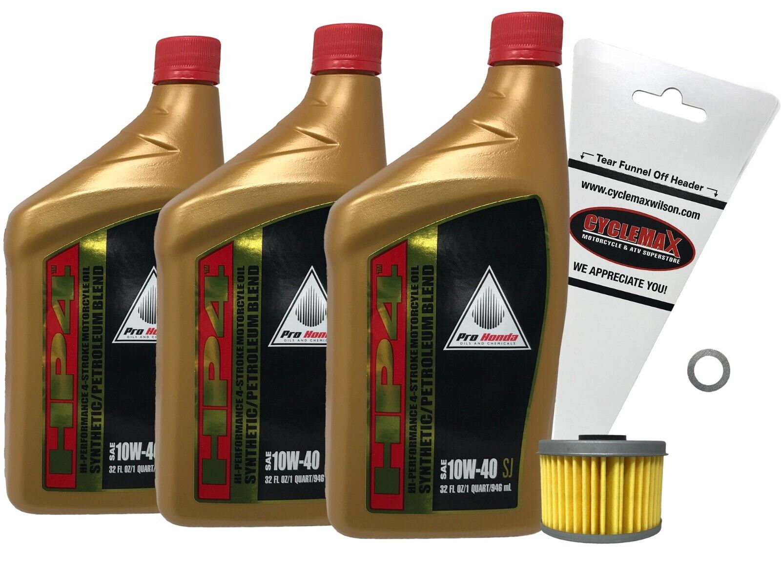 Cyclemax 1998-2008 Honda Fourtrax 300 TRX300 EX HP4 Semi Synth Oil Change Kit