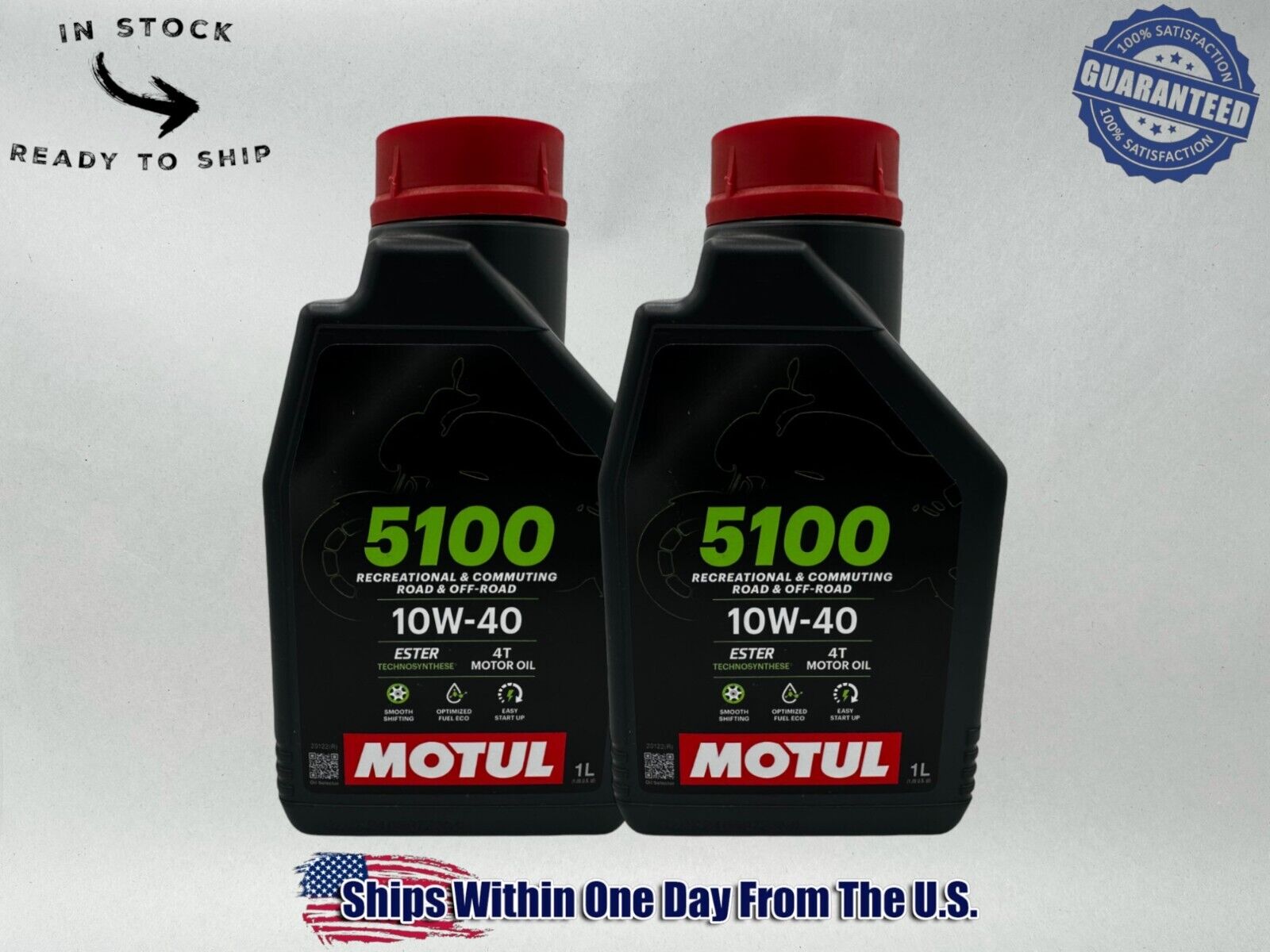 Motul Genuine OEM Motul 5100 4T 10w-40 Semi Synthetic Motorcycle Oil MOT46-2PACK