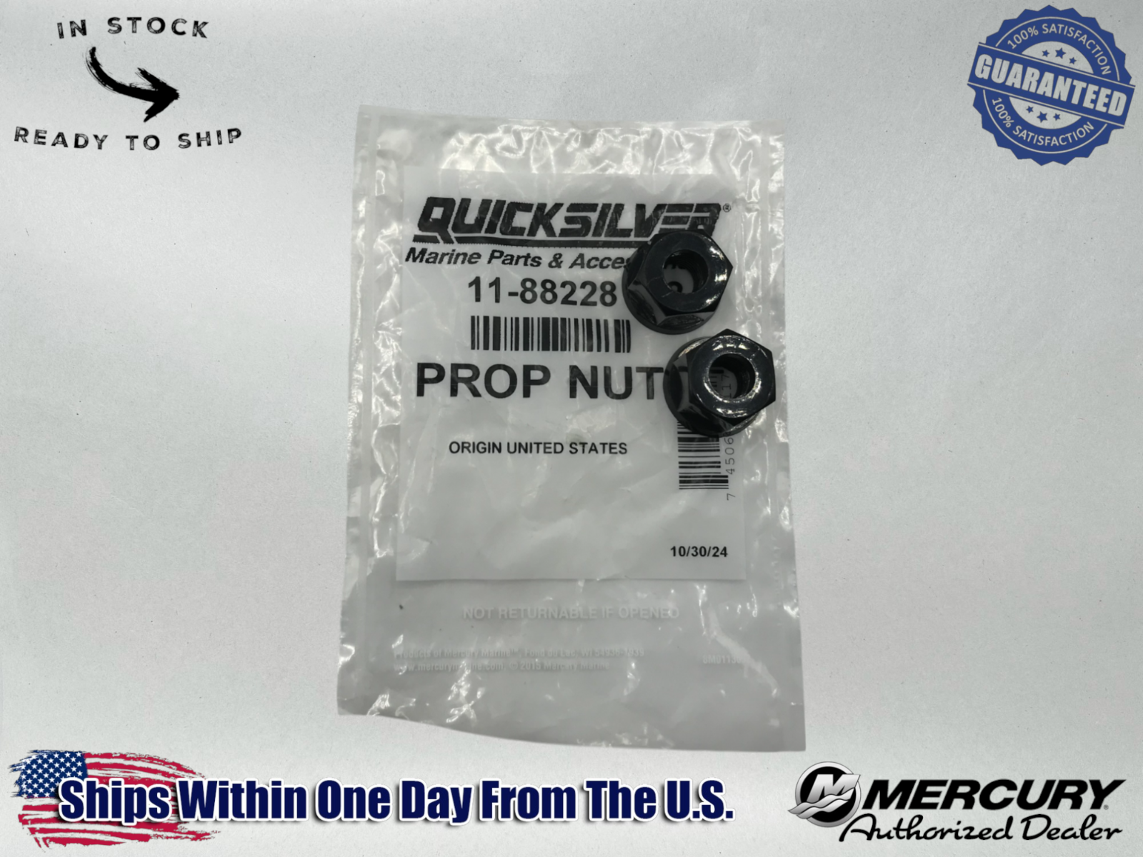 Mercury Genuine OEM Authentic Marine/Mercruiser Propeller Nut 11-88228