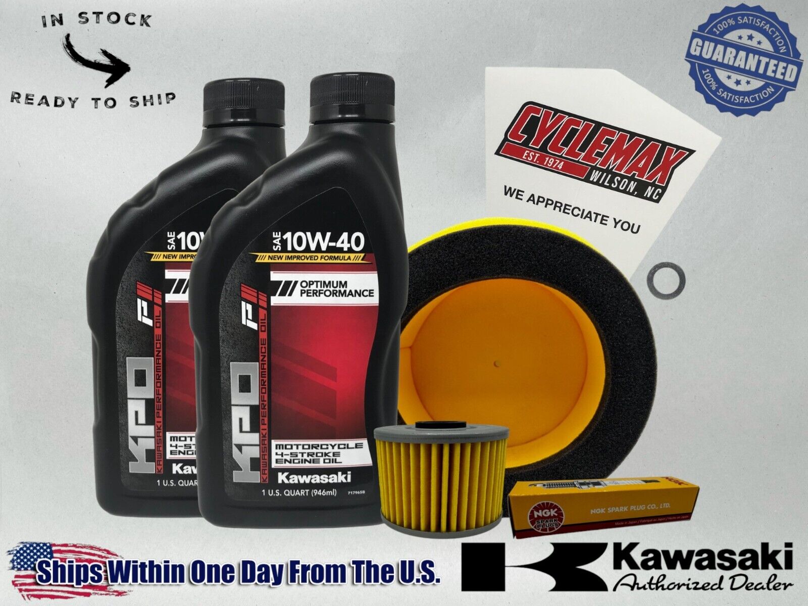 Cyclemax Standard 10W-40 Tune Up Kit fits 2021-2024 Kawasaki KLX300 w/ Plug