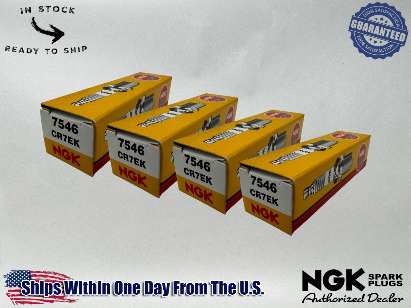 NGK Genuine OEM Authentic Spark Plugs CR7EK - 4 PACK