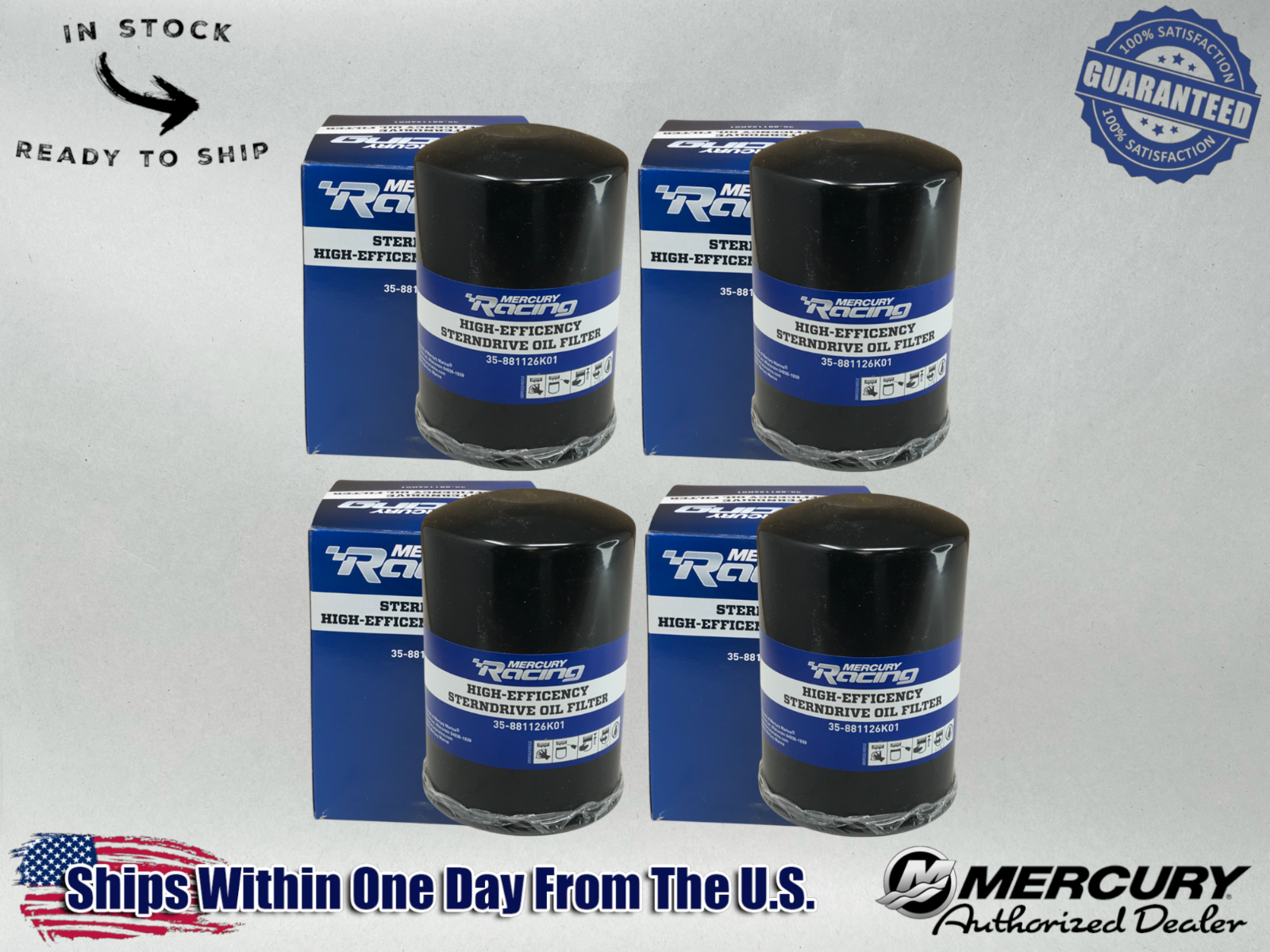 Mercury Genuine OEM Authentic High Performance Oil Filters 35-881126K01 4 Pack