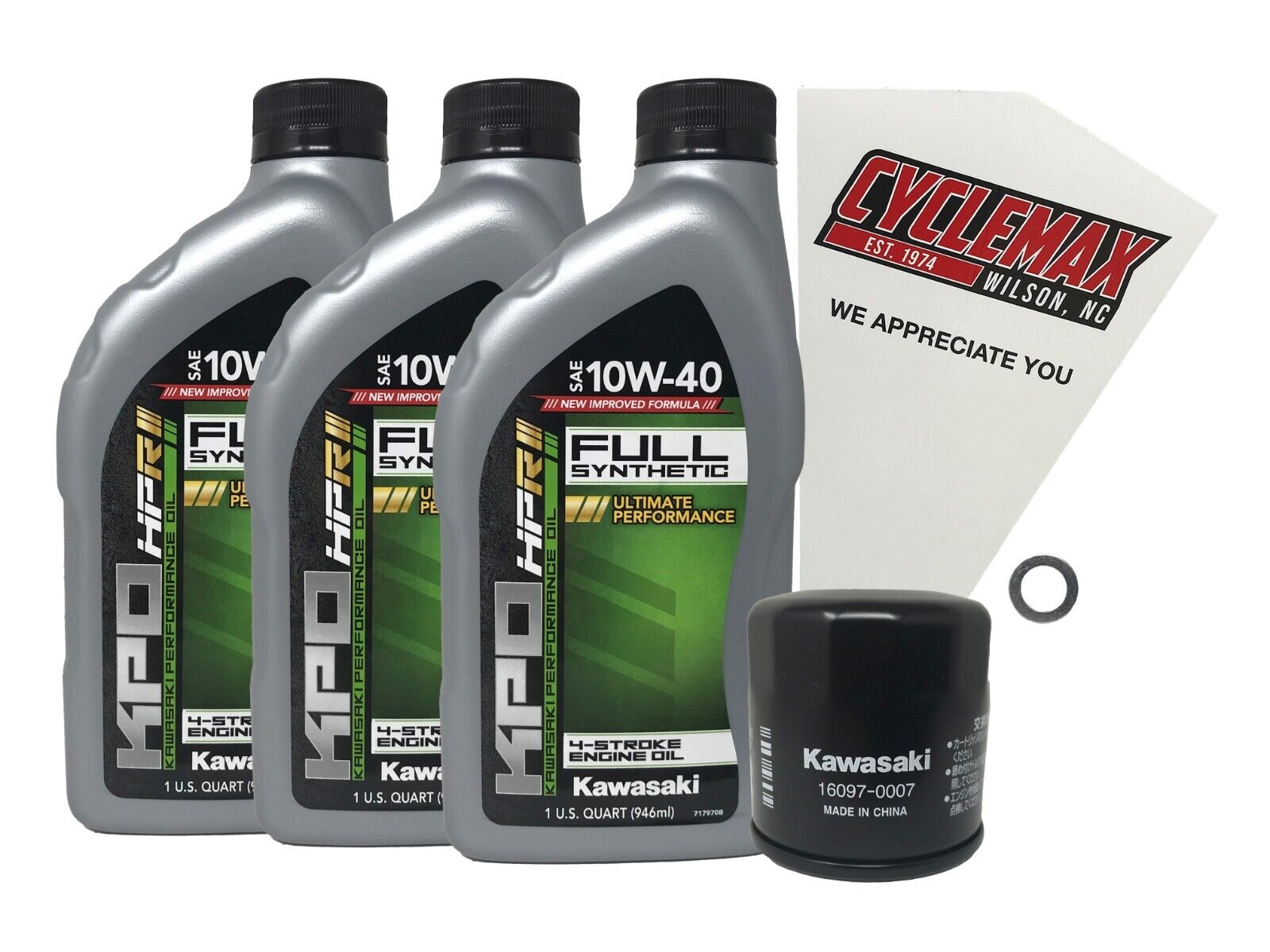 Cyclemax OEM Full Synthetic Oil Change Kit fits 2004-2011 Kawasaki KFX 700