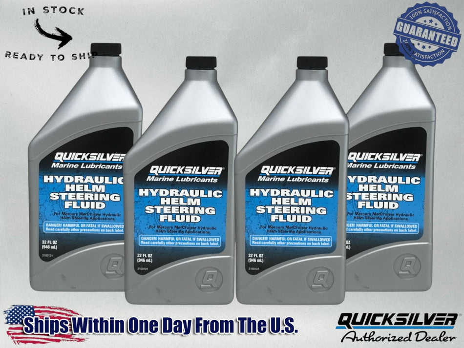 Quicksilver OEM Hydraulic Helm Steering Fluid Quarts 92-858078Q01 4 Pack