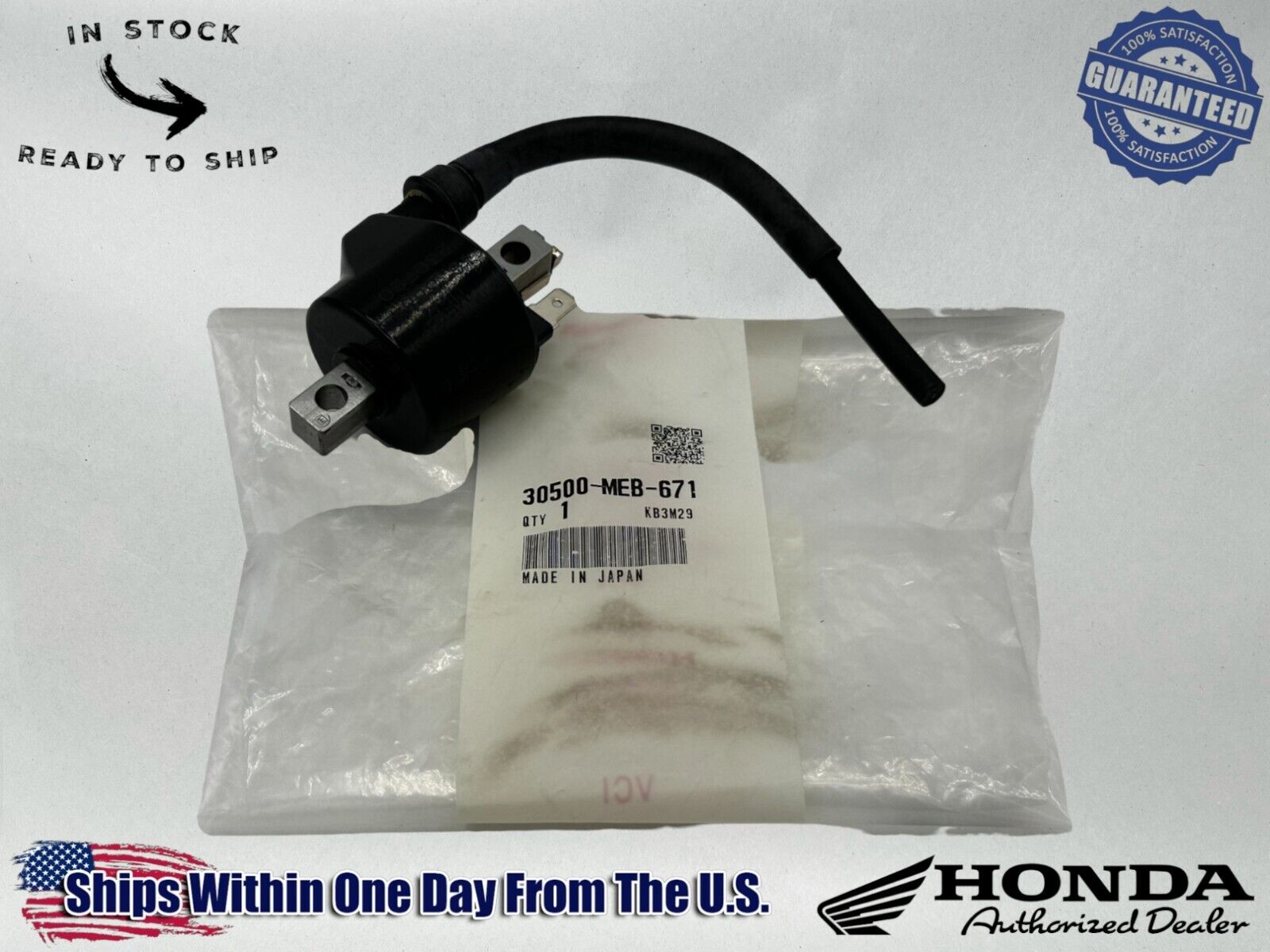 Honda Genuine OEM Authentic Ignition Coil 30500-MEB-671