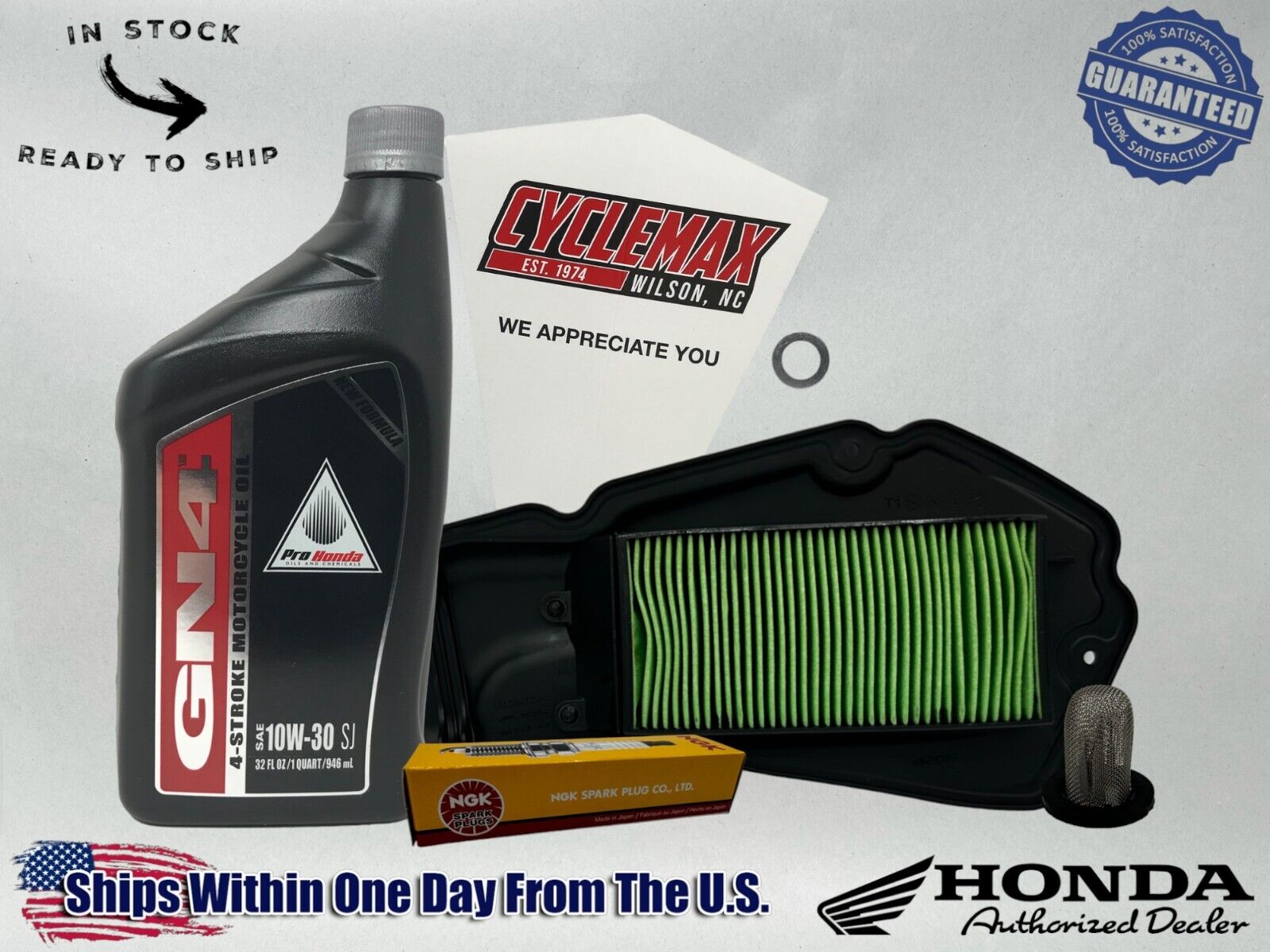 Cyclemax Standard 10W-30 Tune Up Kit fits 2024 Honda ADV160 with Spark Plug