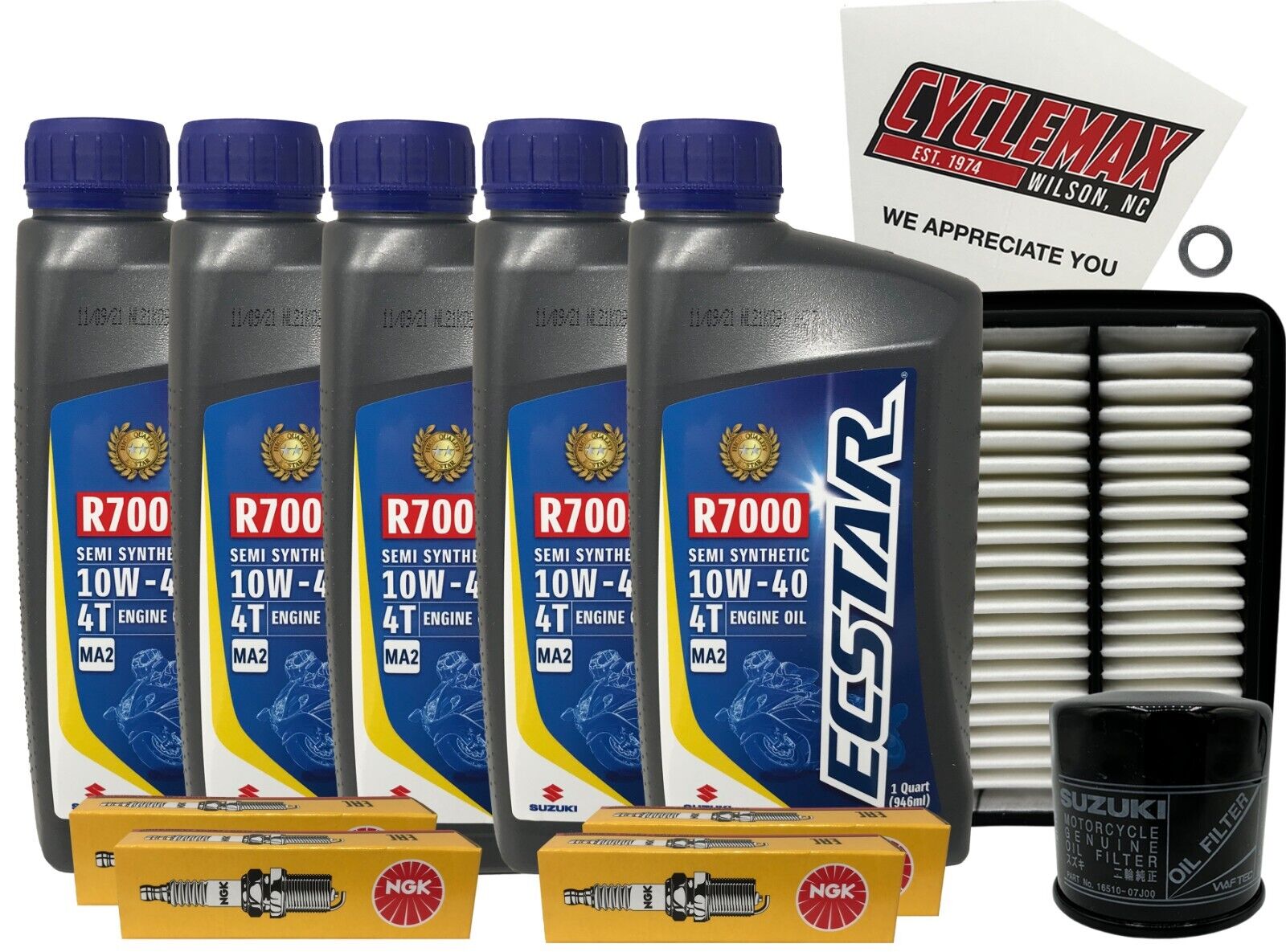 Cyclemax Semi-Synthetic Tune Up Kit w/ Spark Plugs fits 2001-2003 Suzuki GSF-600