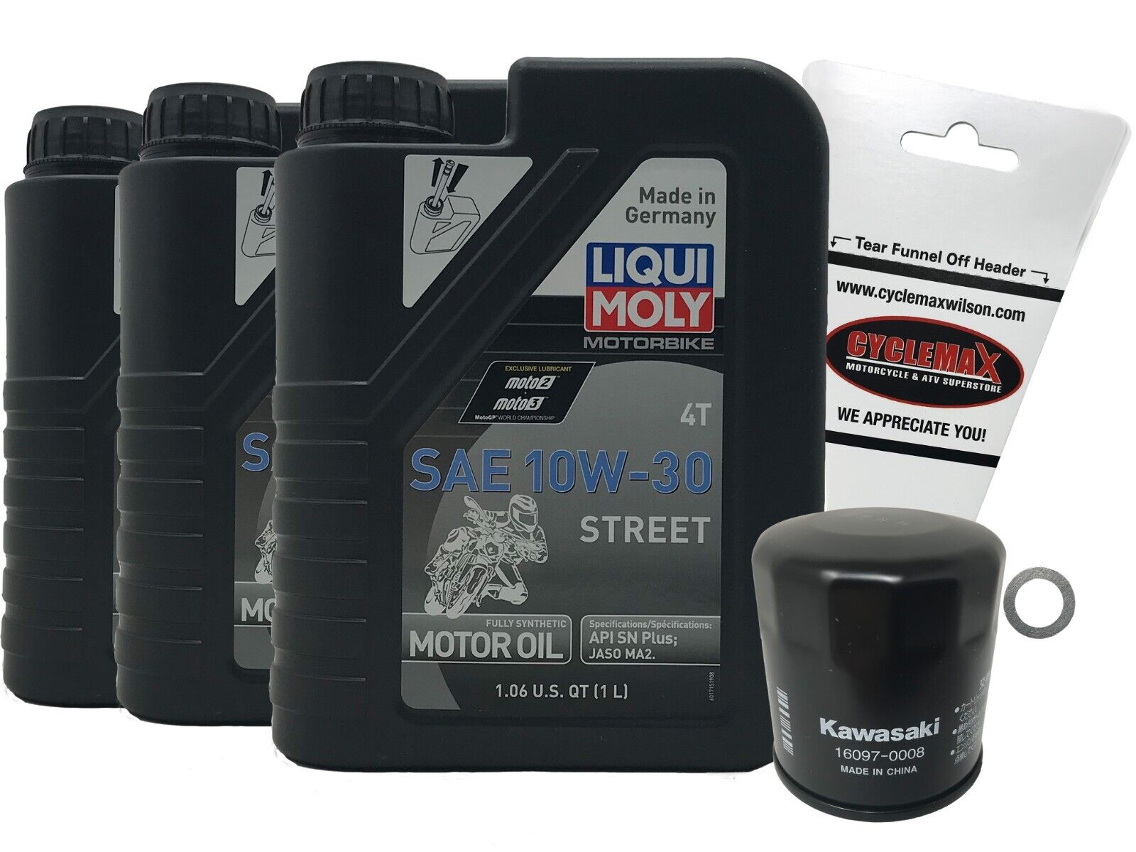 2006-2022 Kawasaki Ninja 650 Oil Change Kit Liqui Moly 10W30 Oil and OEM Filter