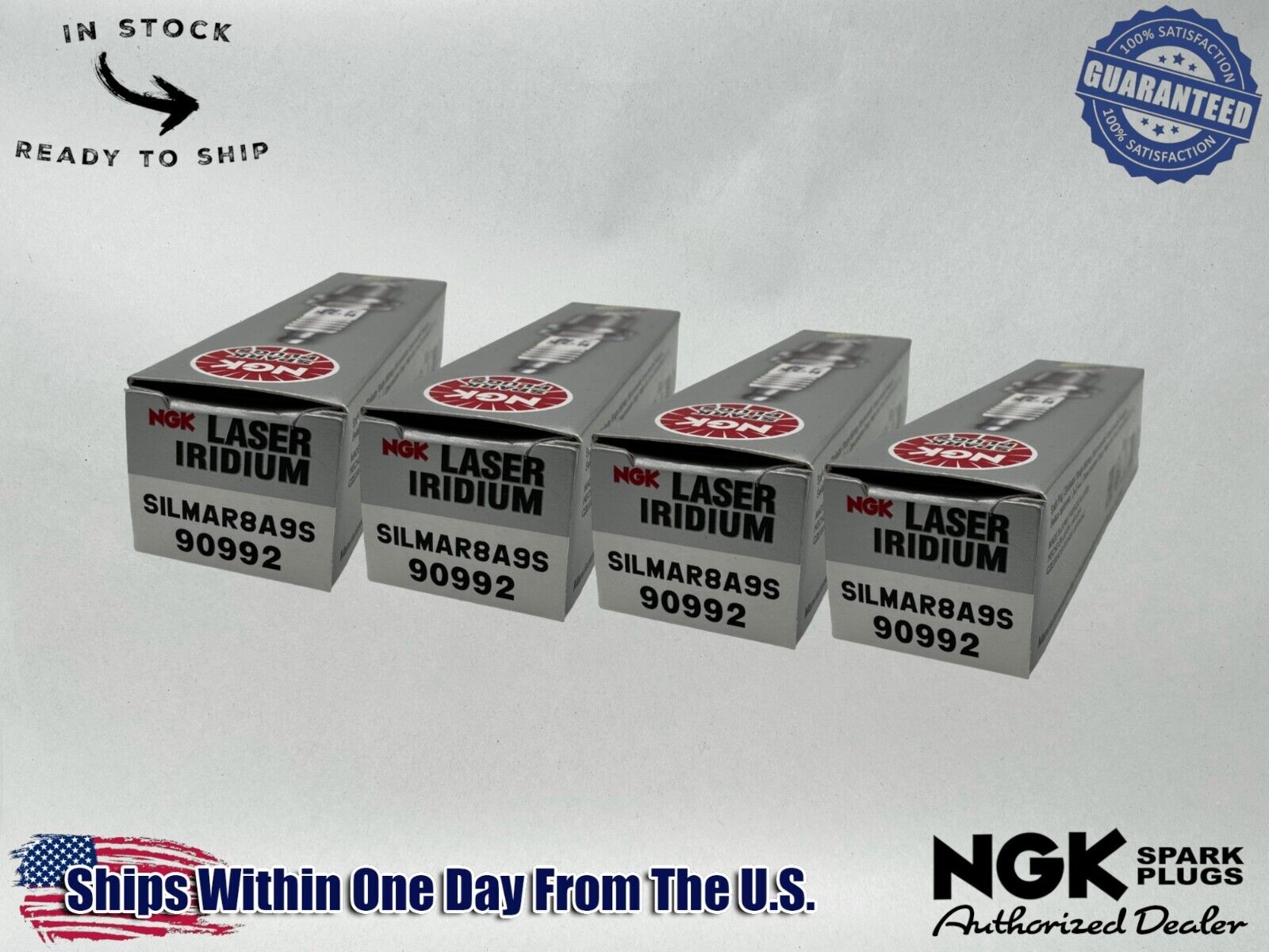 NGK Genuine OEM Authentic Spark Plugs SILMAR8A9S - 4 PACK