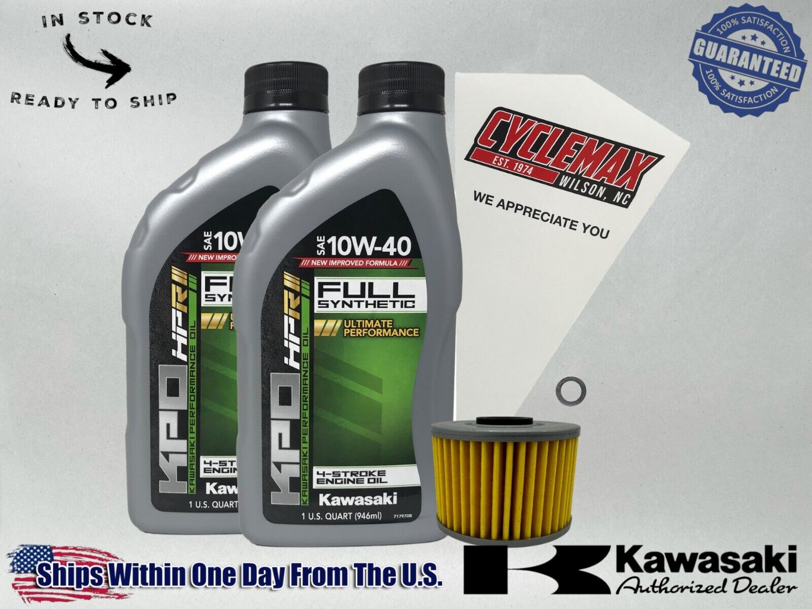 Cyclemax Full-Synthetic KPO Oil Change Kit fits 2002-2024 Kawasaki KLX110