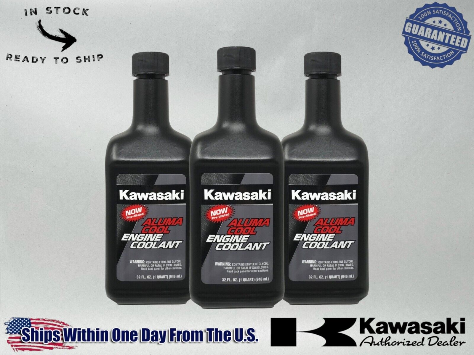 Kawasaki Genuine OEM Aluma Cool Engine Coolant K61081-004B - 3 Pack