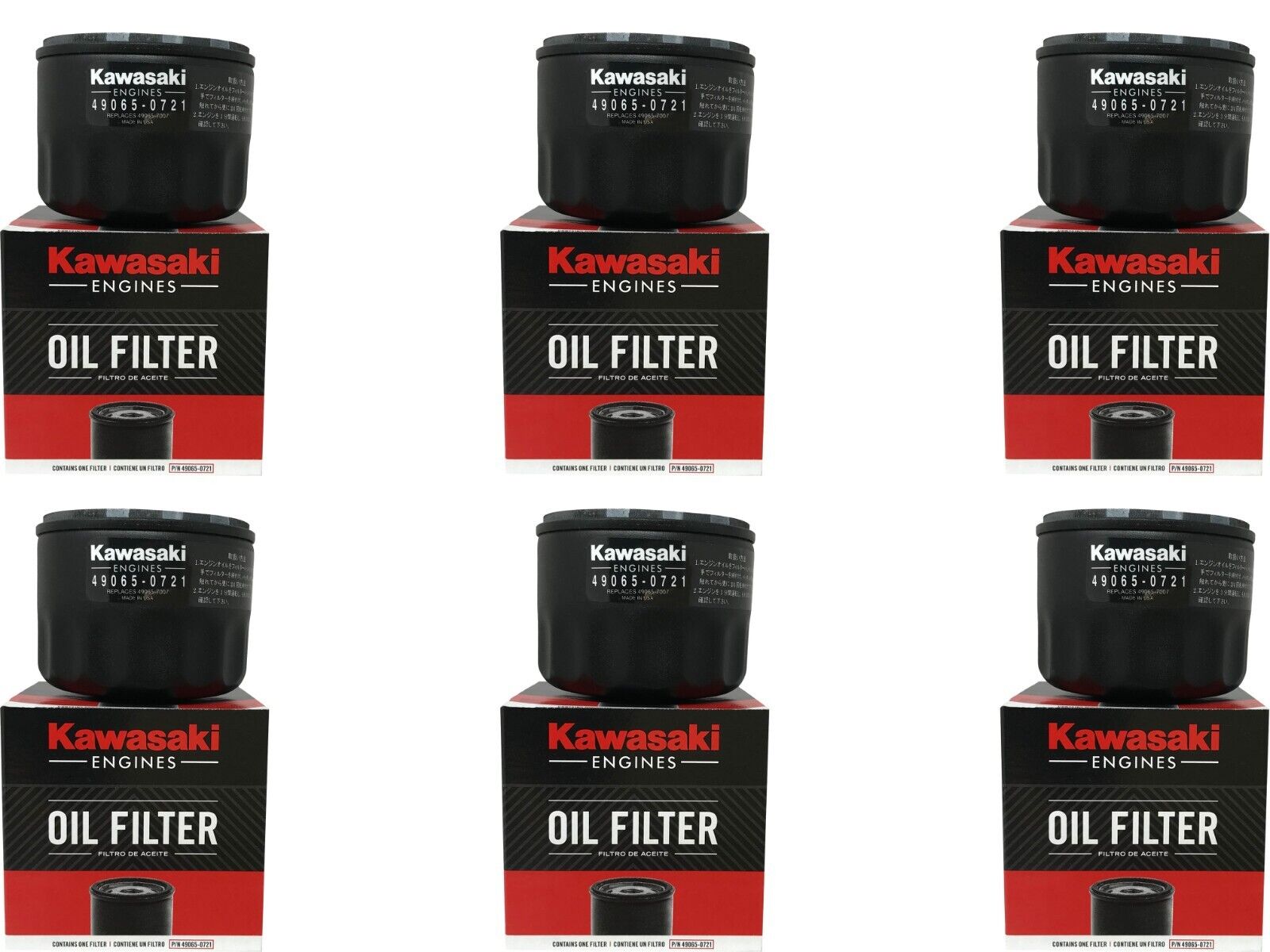 6 Pack OEM Kawasaki 49065-0721 Oil Filter Replaces 49065-7007