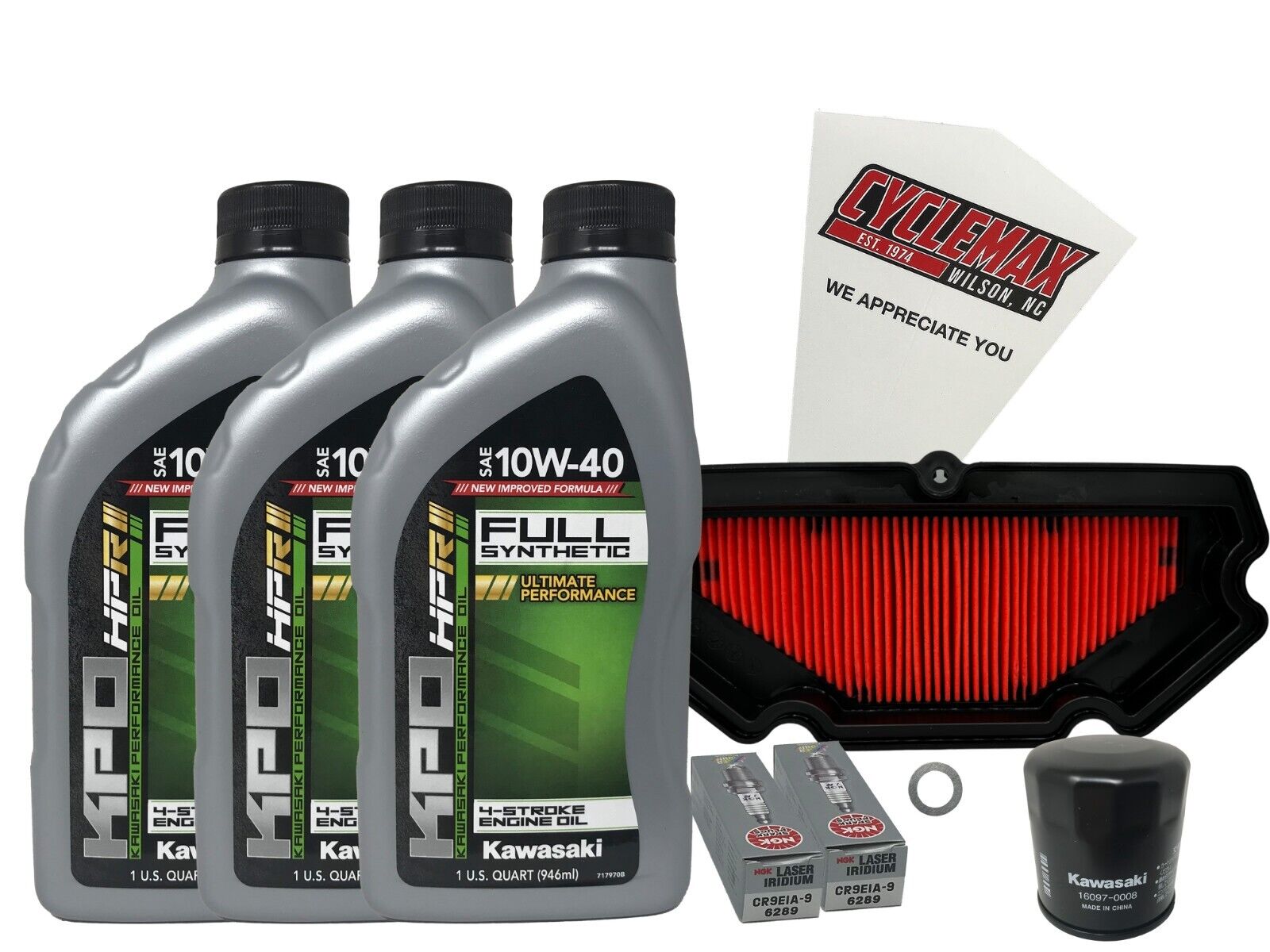 Cyclemax Full Synthetic Tune Up Kit w/ Plugs fits Kawasaki 2009-2011 Ninja 650