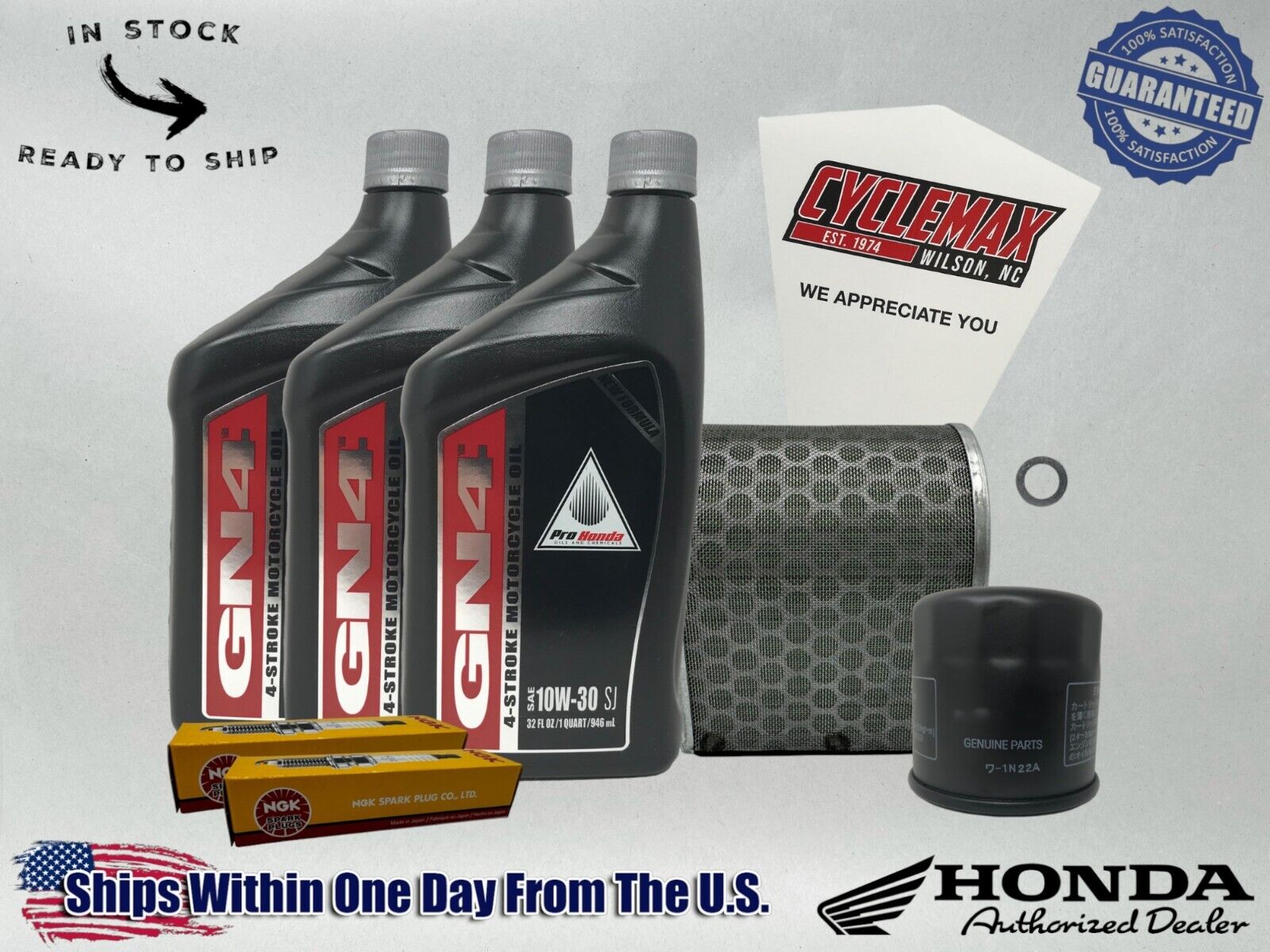 Cyclemax Standard 10W-30 Tune Up Kit fits 2019-2024 Honda CB500F w/ Spark Plugs