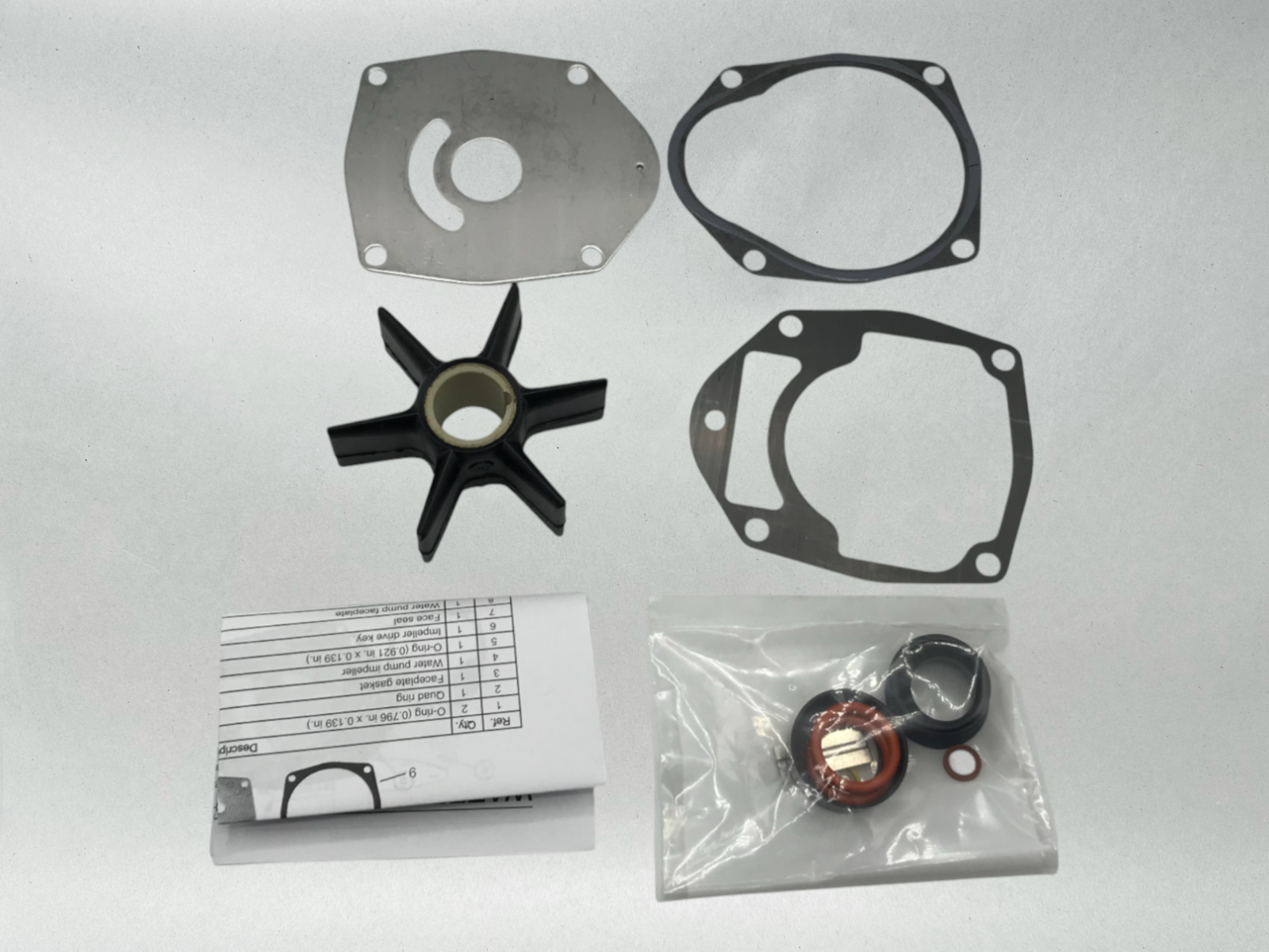 Quicksilver Genuine Marine Water Pump Impeller Kit, 47-8M0094530, 47-8M0100526