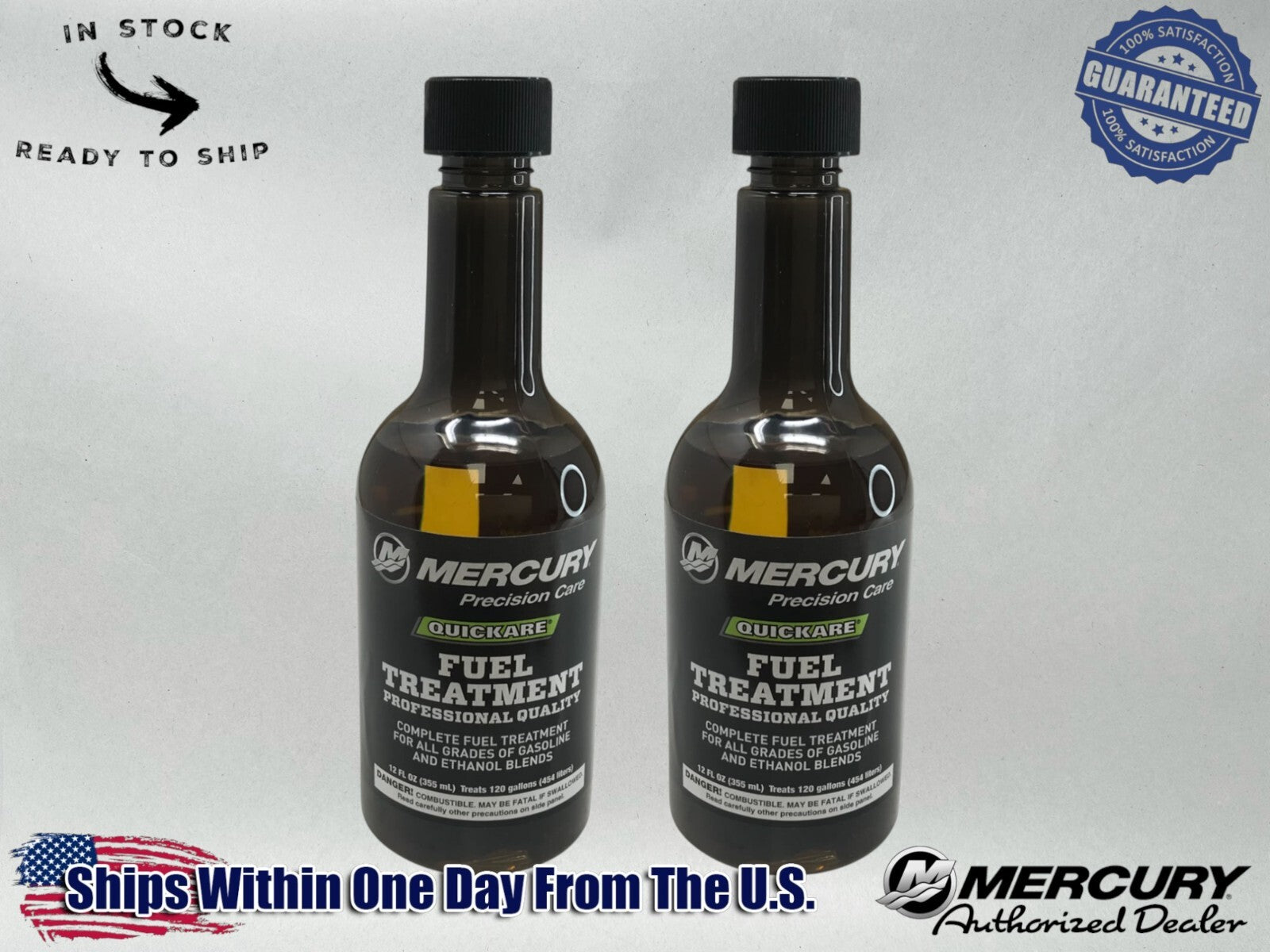 Mercury Genuine OEM Authentic Quickare Fuel Treatment 12 oz 92-8M0047930 2 Pack