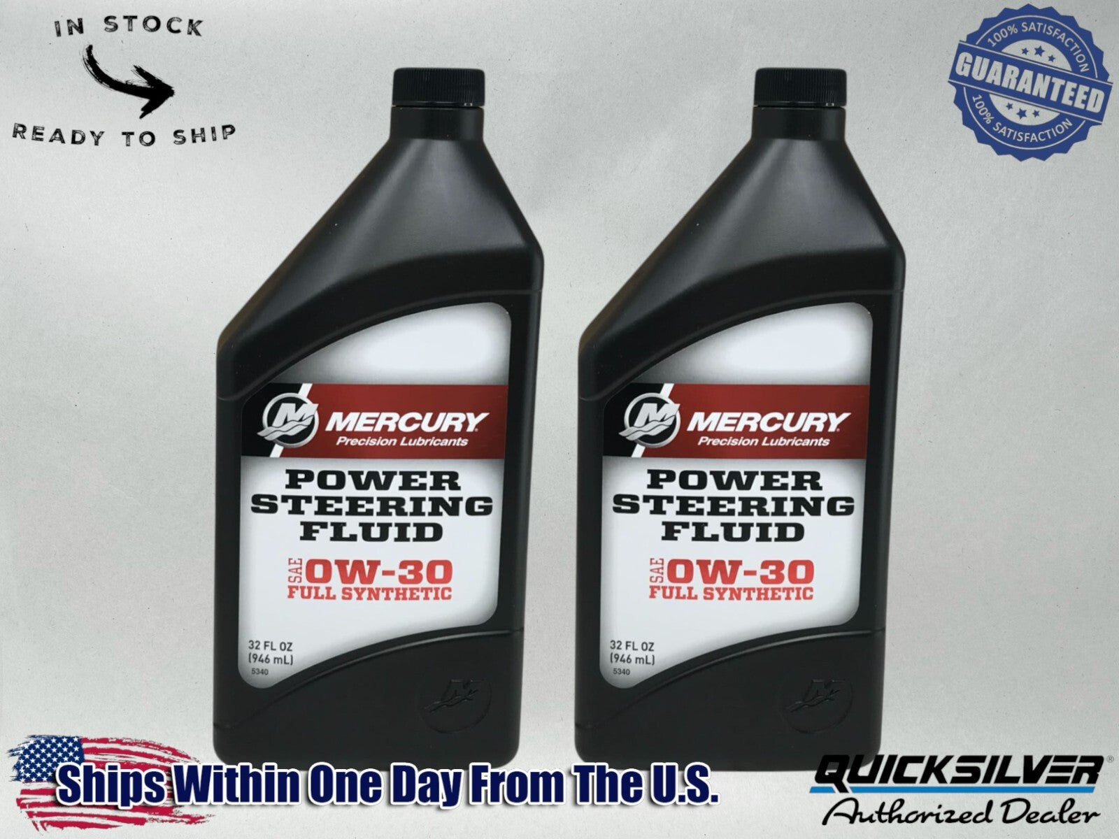 Quicksilver OEM Power Steering Fluid Quarts 92-858077K01 2 Pack