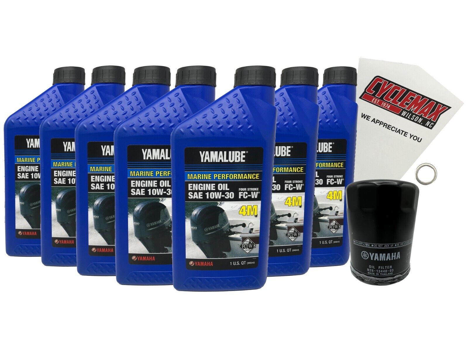 Cyclemax Yamalube 10W30 Marine Oil Change Kit fits 2010-2024 Yamaha F300 Engine