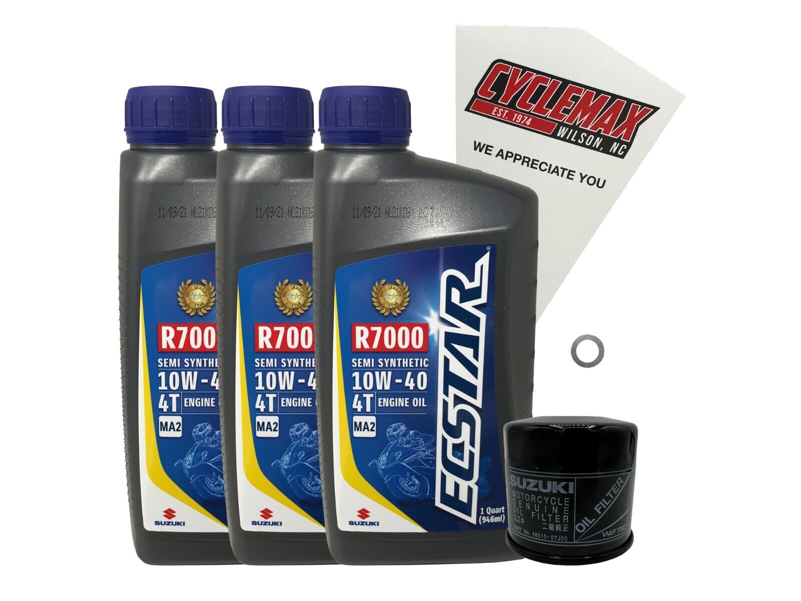 Cyclemax Genuine OEM Semi-Synthetic Oil Change Kit fits 2002-2019 Suzuki DL-1000