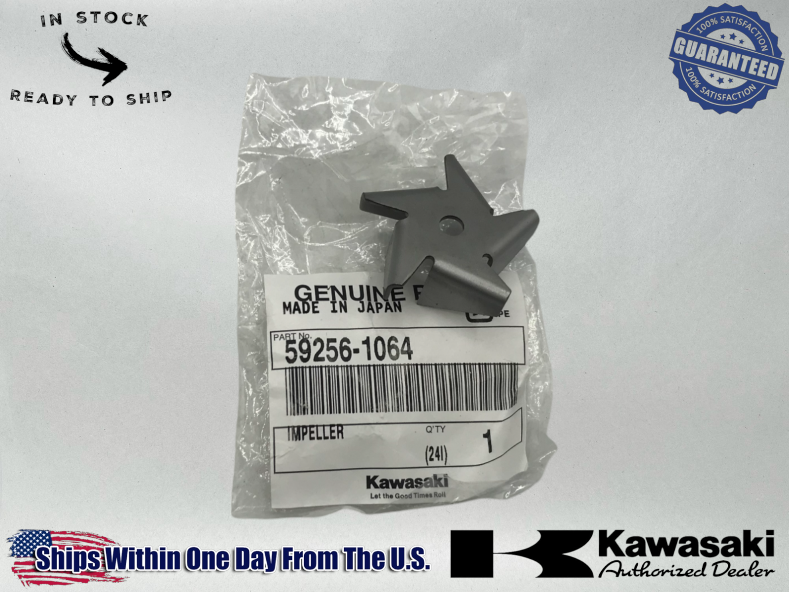 Kawasaki Genuine OEM 1987-24 WATER PUMP IMPELLER KX 65 85 100 112 59256-1064