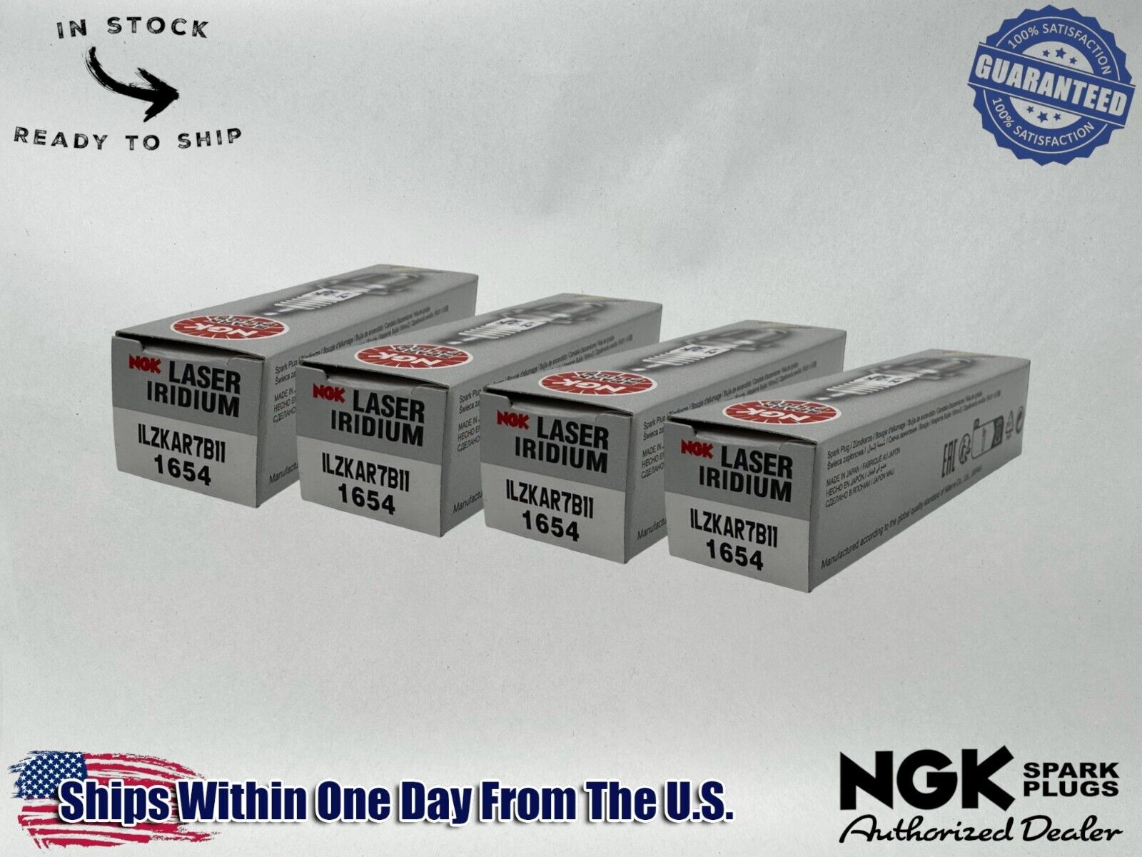 NGK Genuine OEM Authentic Spark Plugs ILZKR7B-11 - 4 PACK