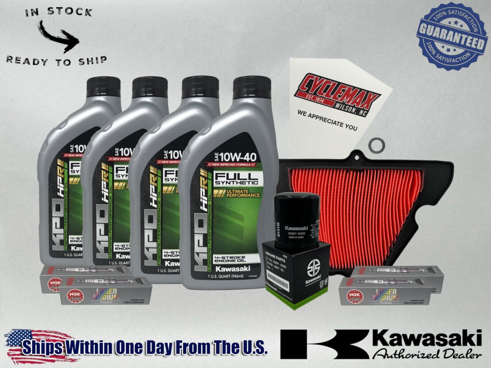 Cyclemax Full-Synthetic KPO Oil Change Kit fits 2011-2013 Kawasaki NINJA 1000