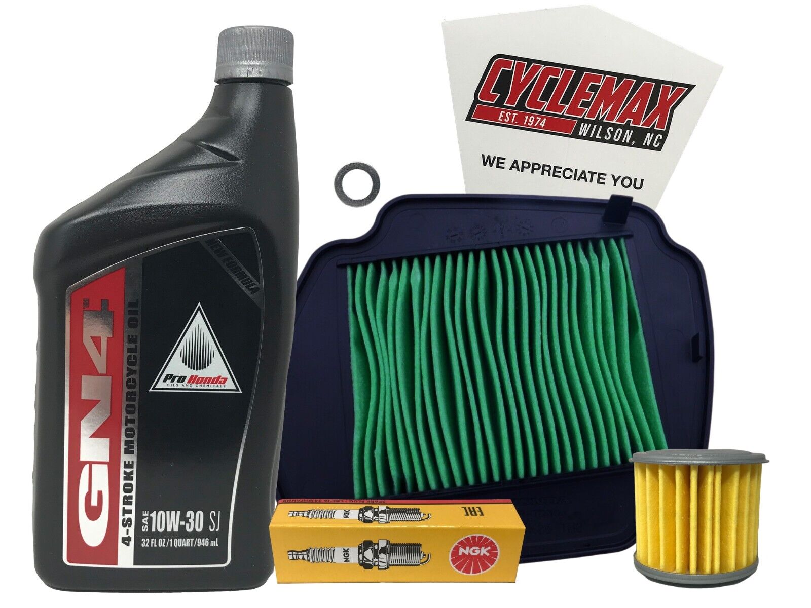 Cyclemax 10W-30 Tune-Up Kit fits 2021-2024 Honda Grom w/ Air Filter & Spark Plug