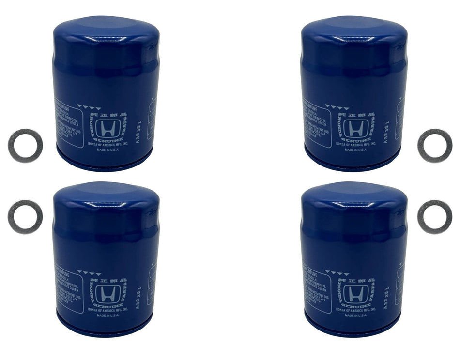 4 Pack for Honda Genuine OEM Authentic Oil Filter includes 14mm Washer