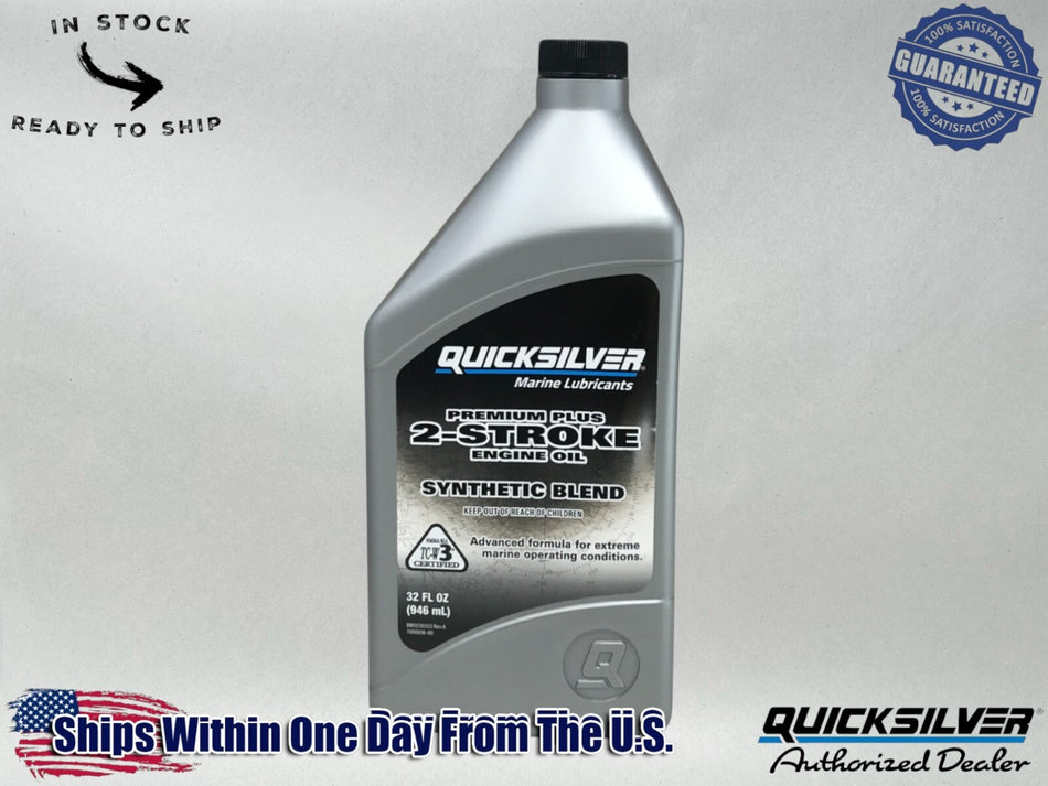 Quicksilver OEM 2-Stroke SS Premium Plus Marine Oil Quart 92-858026Q01