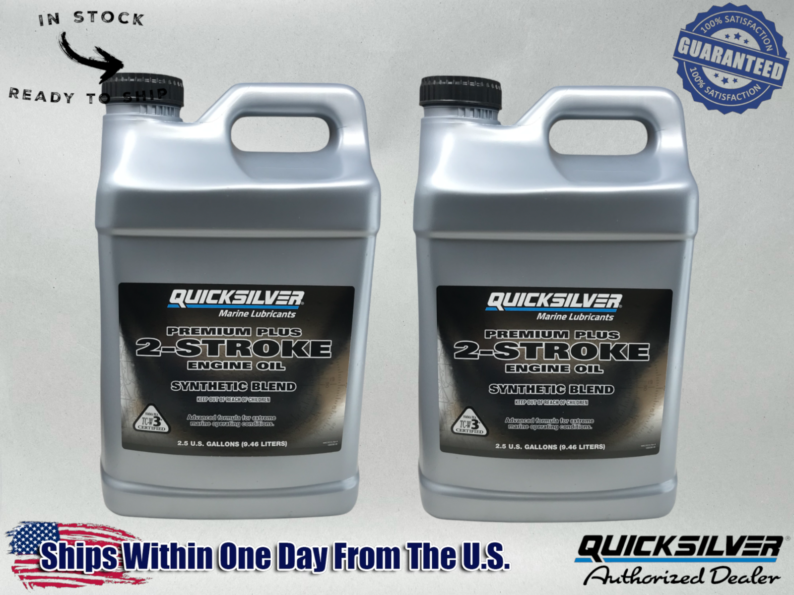 (2) Quicksilver Premium Plus 2-Stroke Semi Synthetic Oil 2.5 Gallons 858028Q01
