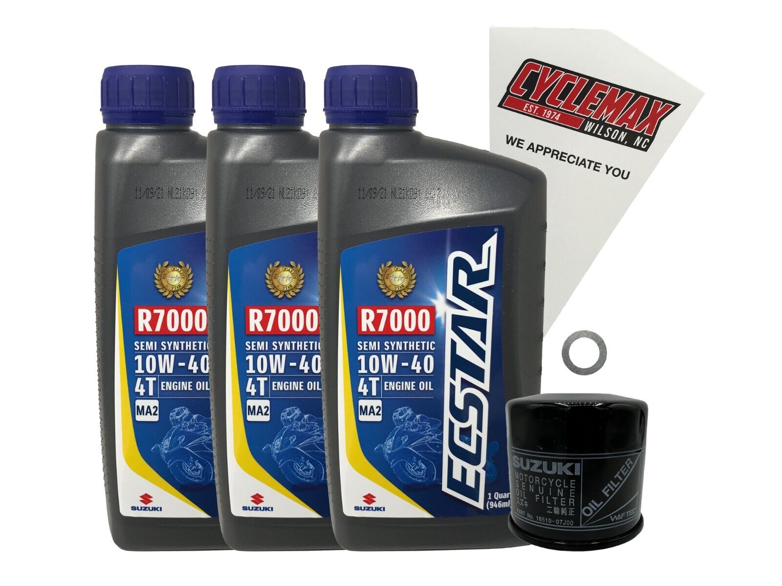 Cyclemax Genuine OEM Semi-Synthetic Oil Change Kit fits 2000-2022 Suzuki LT-A500