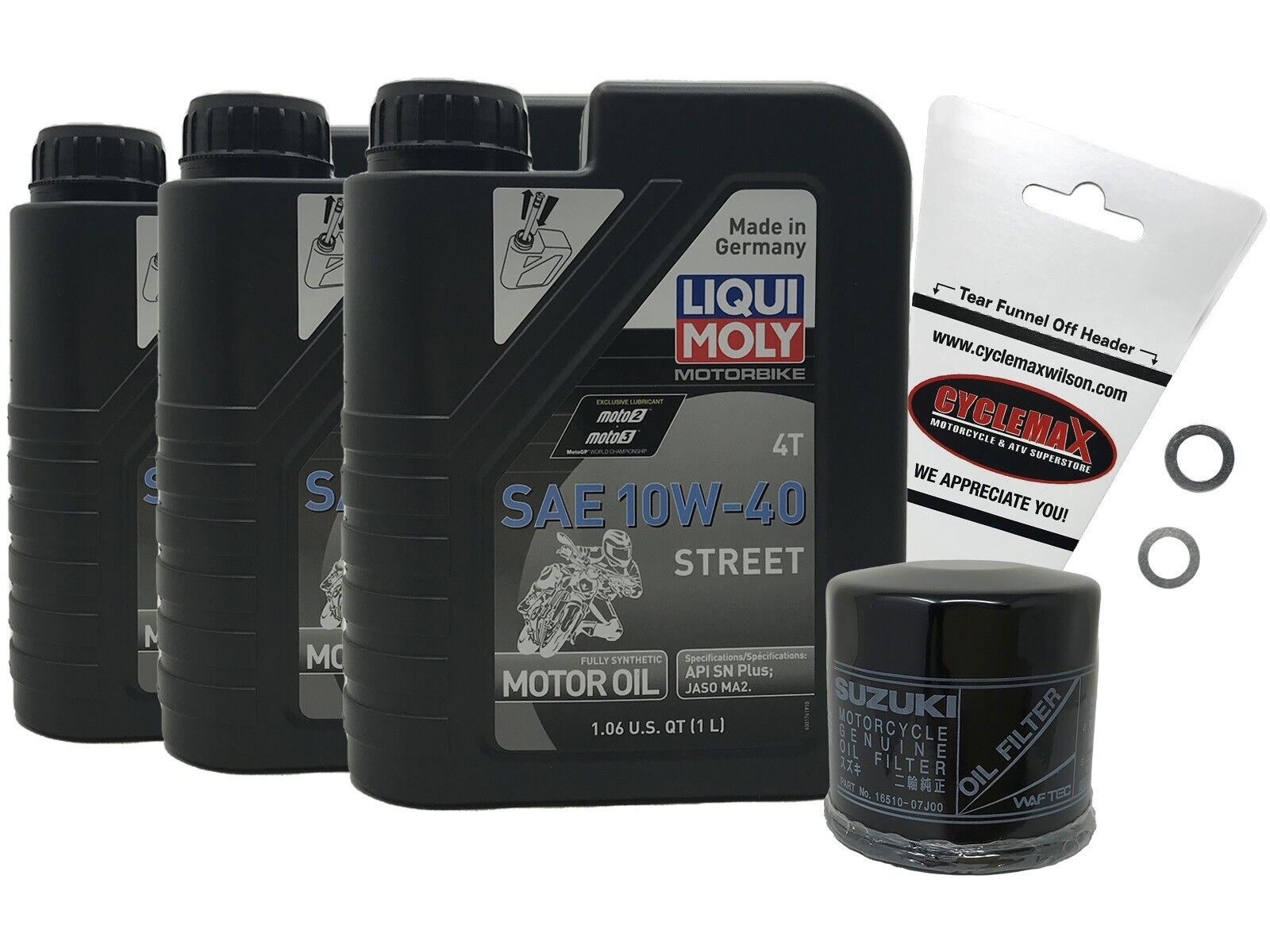 1999-2022 Suzuki SV650 Oil Change Kit with Liqui Moly 10W40 Oil and OEM Filter