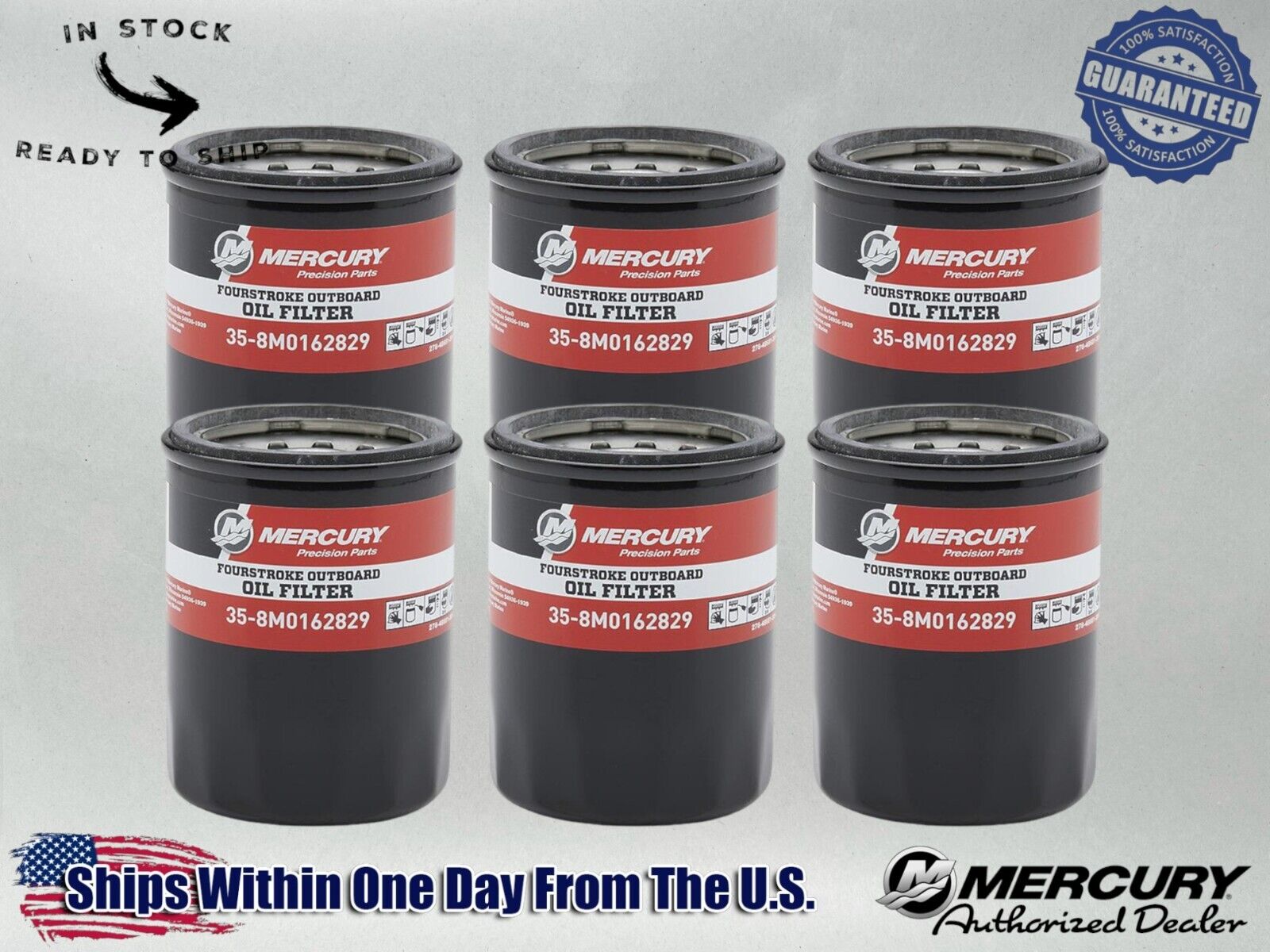 Mercury OEM Outboard Oil Filter for Mercury 25-115hp 8M0162829-6PACK 