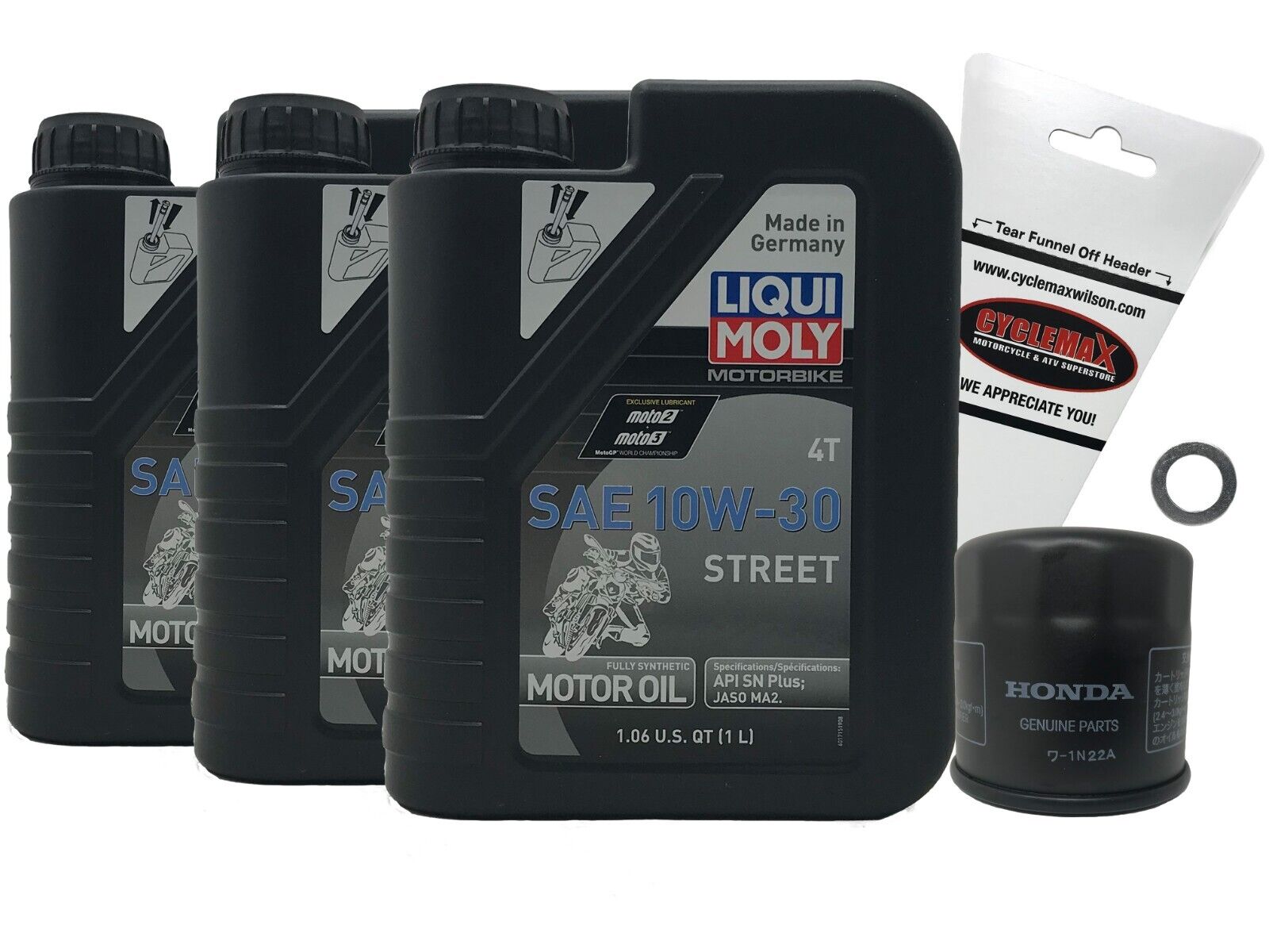 2004-2013 Honda VT750 Shadow Oil Change Kit Liqui Moly 10W-30 Oil and OEM Filter