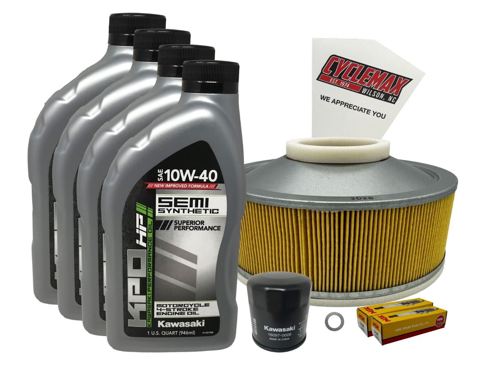 Cyclemax Semi-Synthetic Tune Up Kit w/ Plugs fits Kawasaki 1995-2006 Vulcan 800