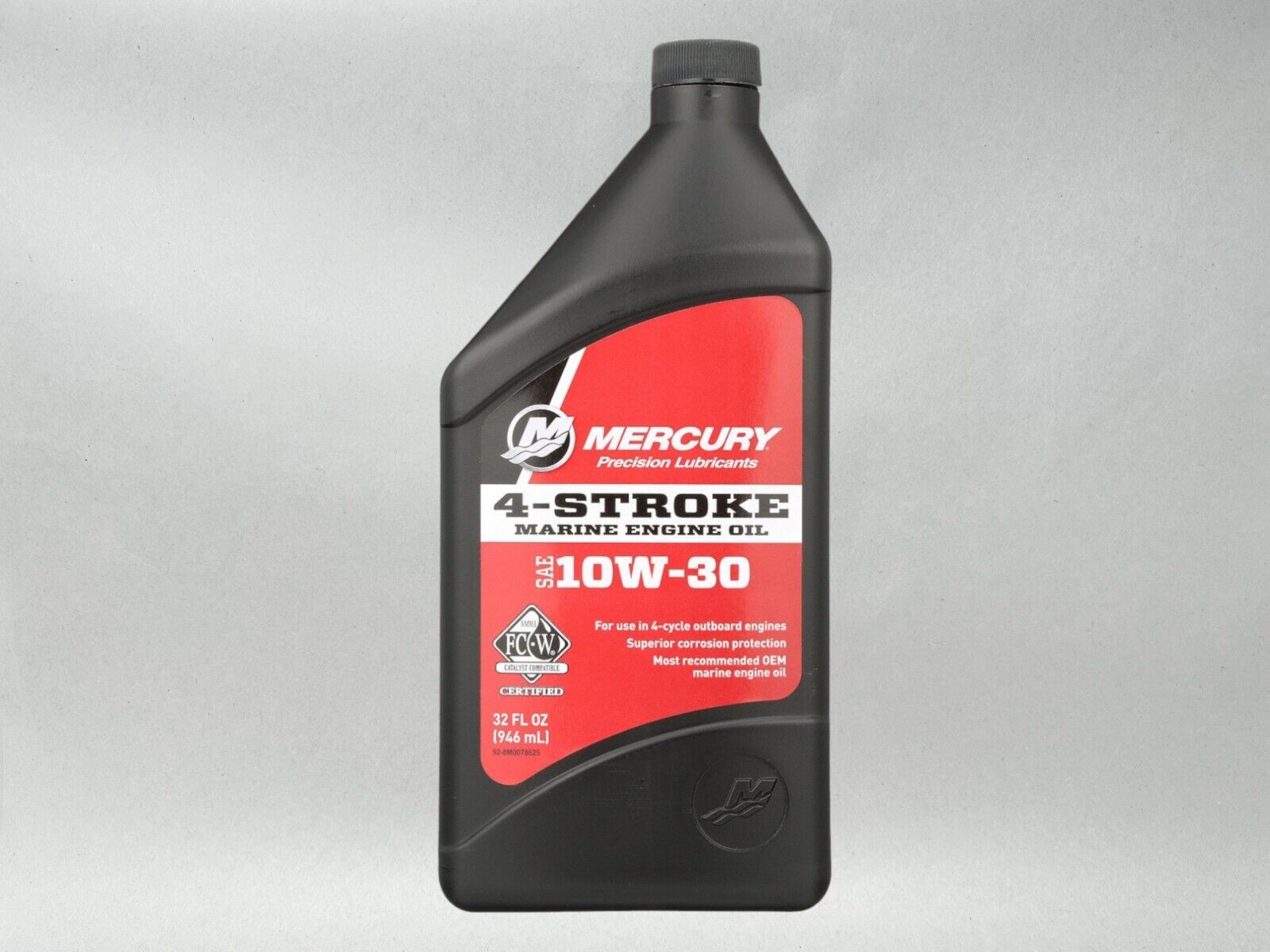 Mercury OEM SAE 10W-30 Mineral 4-Stroke Marine Engine Oil Quart 8M0078625-3PACK 