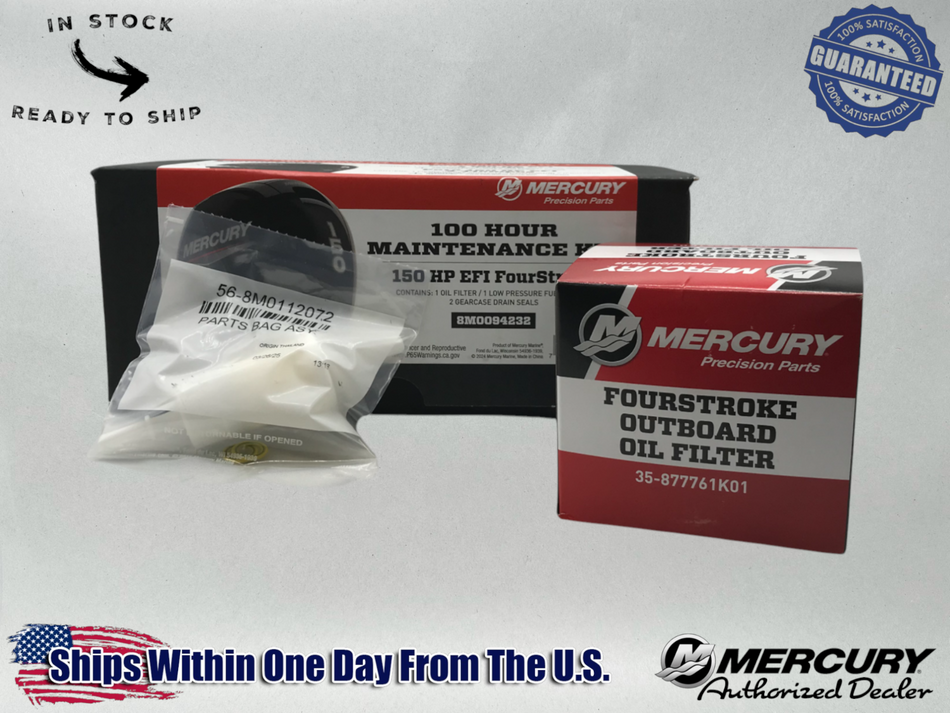 Mercury Genuine 150hp 4 Stroke Outboard 100 Hr Oil & Maintenance Kit 8M0094232