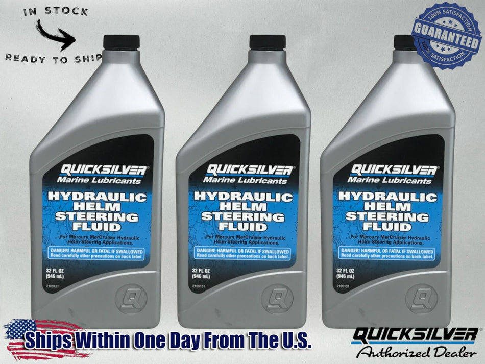 Quicksilver OEM Hydraulic Helm Steering Fluid Quarts 92-858078Q01 3 Pack