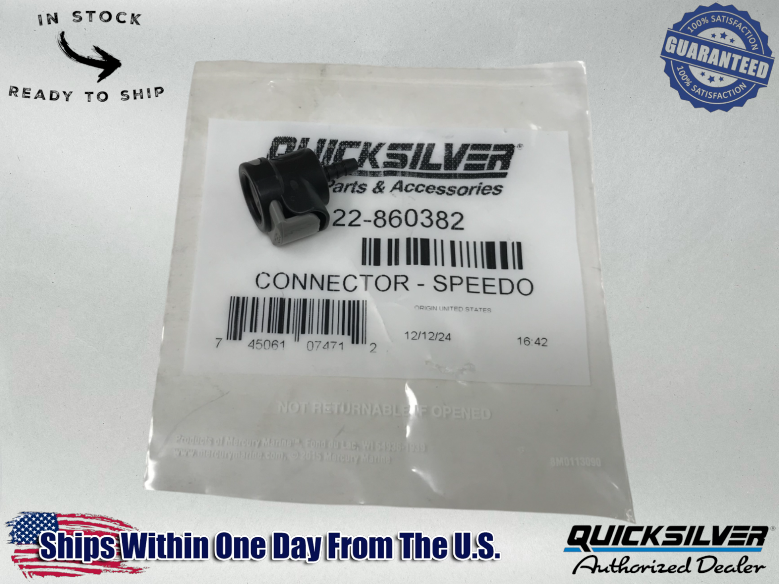 Mercury OEM MerCruiser Alpha I one gen 2 II Speedometer Speedo Connector 860382