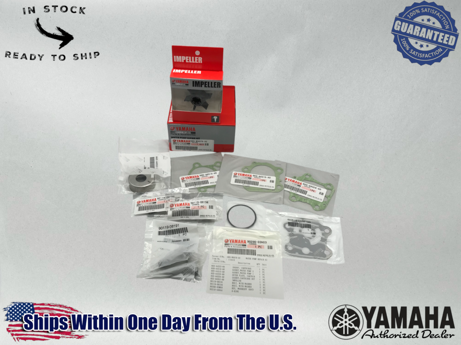 Yamaha Marine Genuine OEM WATER PUMP & IMPELLER REPAIR KIT 6H3-W0078-02-00