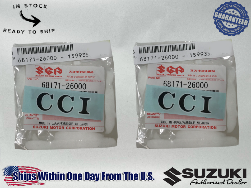 2x Suzuki OEM CCI Side Cover Decal Sticker RV TC T TM TS GT A 68171-26000