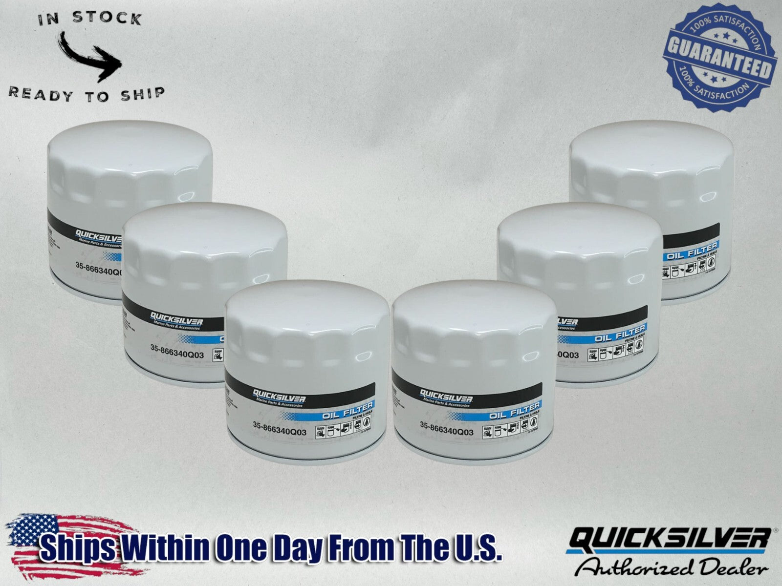 Quicksilver Genuine OEM Authentic Oil Filters 35-866340Q03 6 Pack